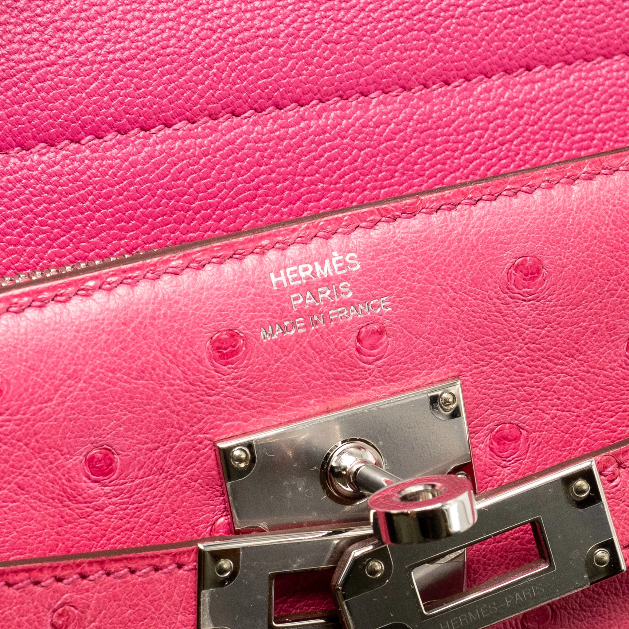 Hermes Kelly Compact Wallet Ostrich Rose Tyrien SHW Stamp D - Image 9