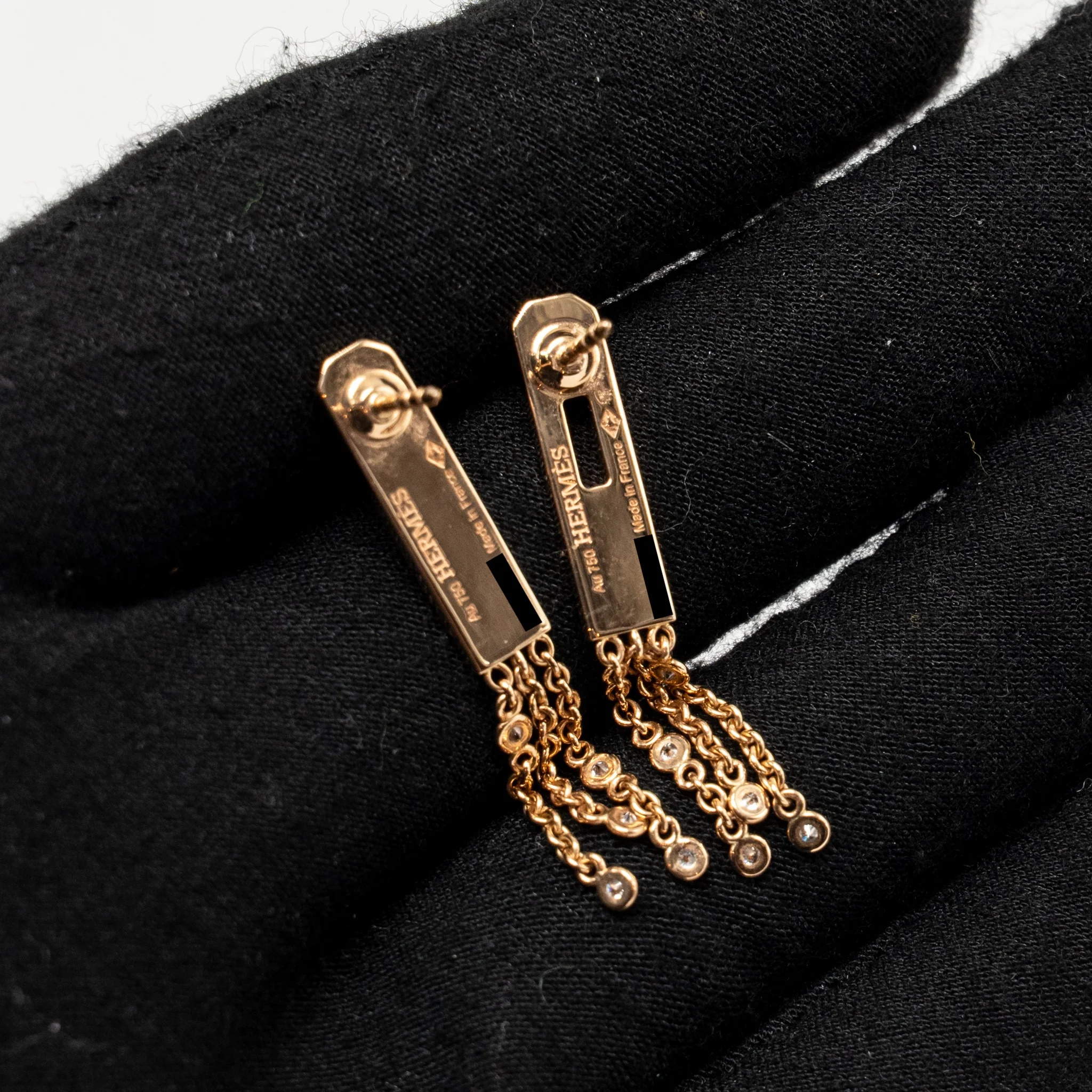 Hermes Kelly Gavroche Earrings Rose Gold, Diamonds - Image 4
