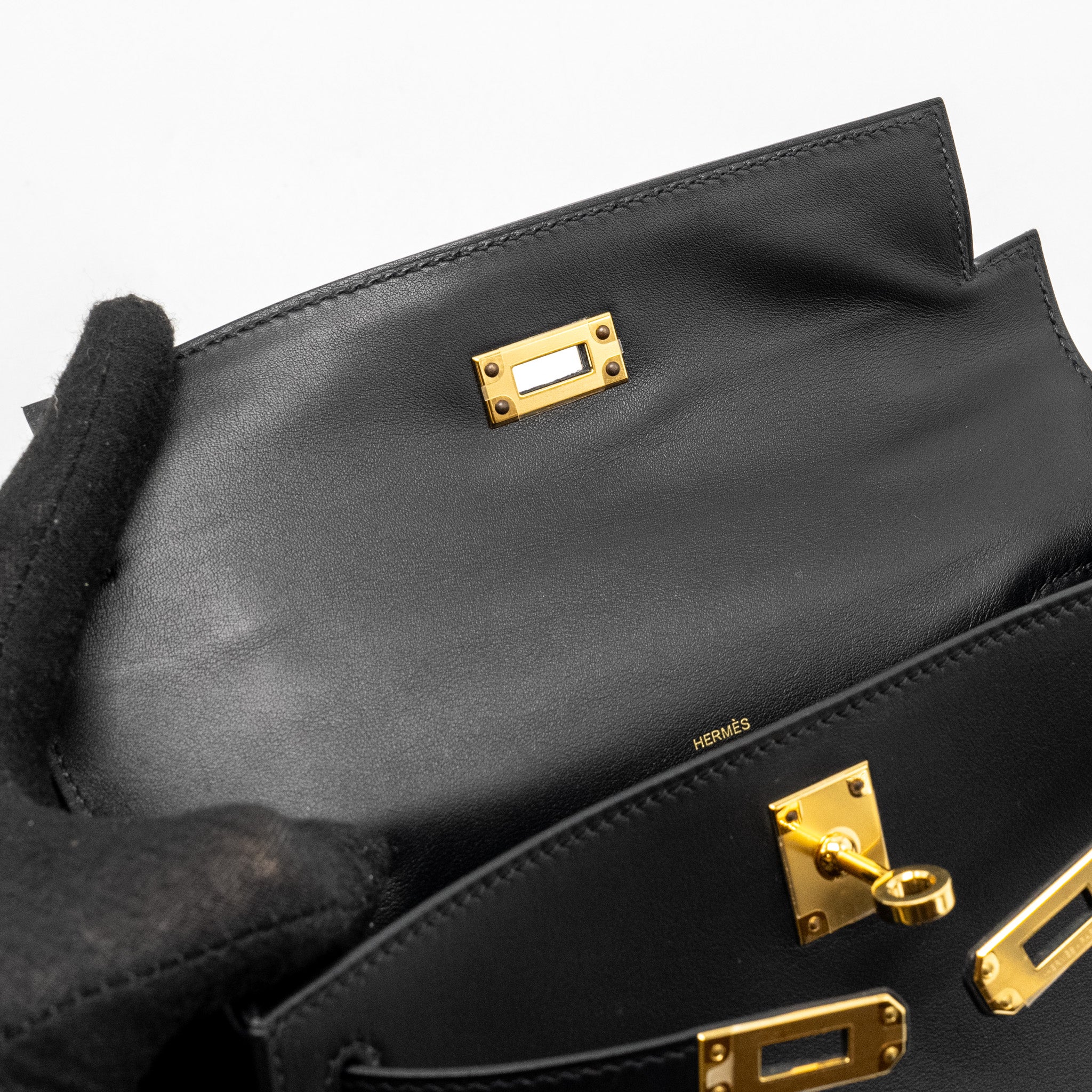 Hermes Kelly Pochette Swift Black GHW STAMP Y - Image 14