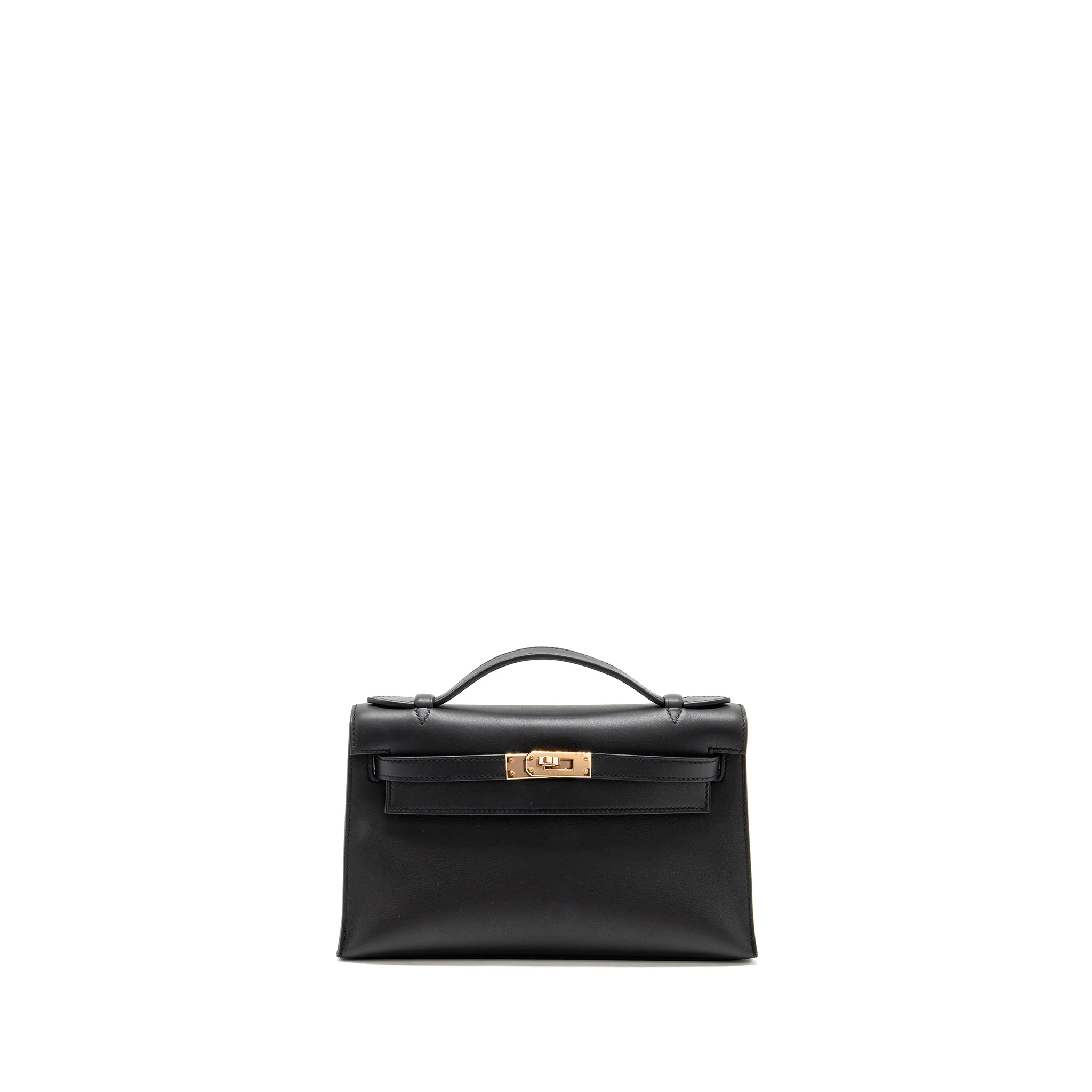 Hermes Kelly Pochette Swift Black RGHW Stamp Z