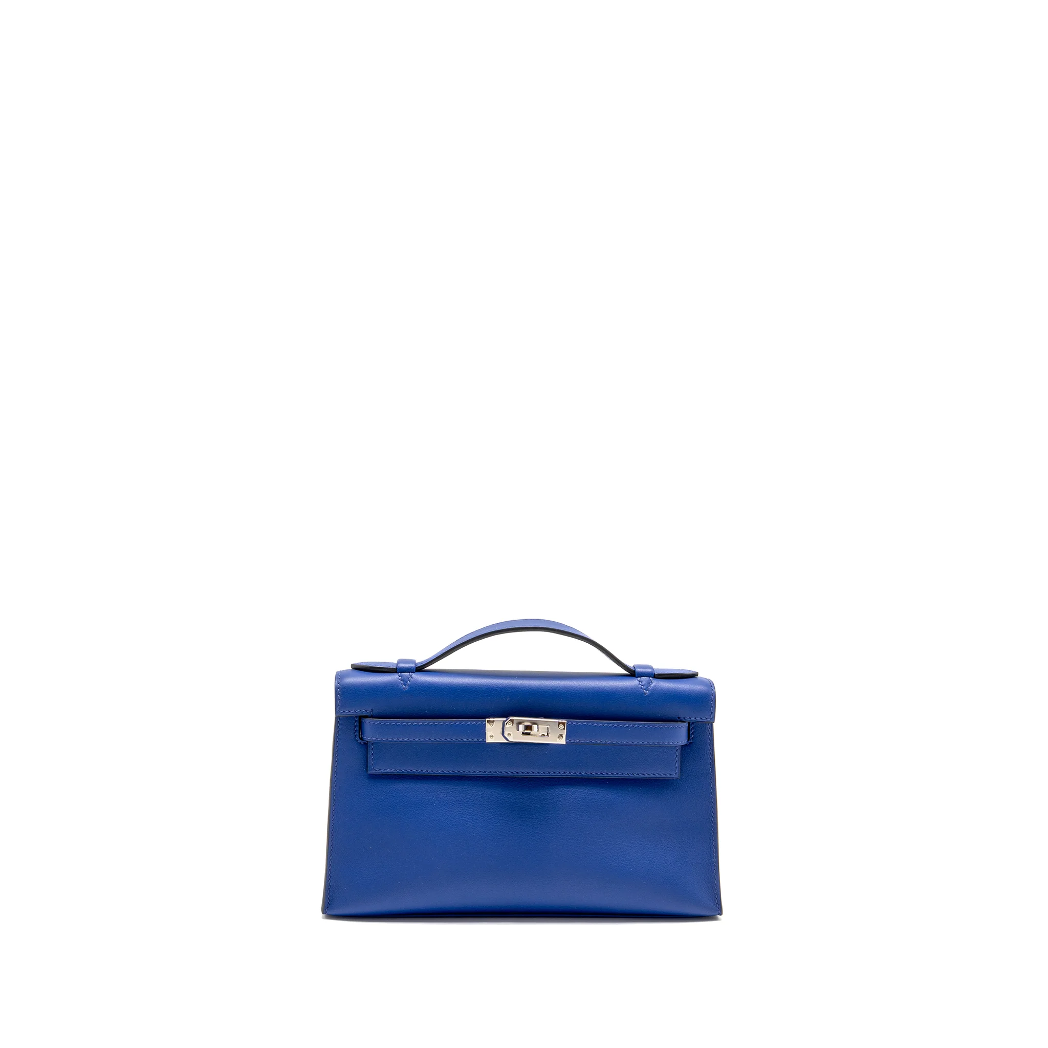 Hermes Kelly Pochette Swift Blue Electric SHW Stamp C