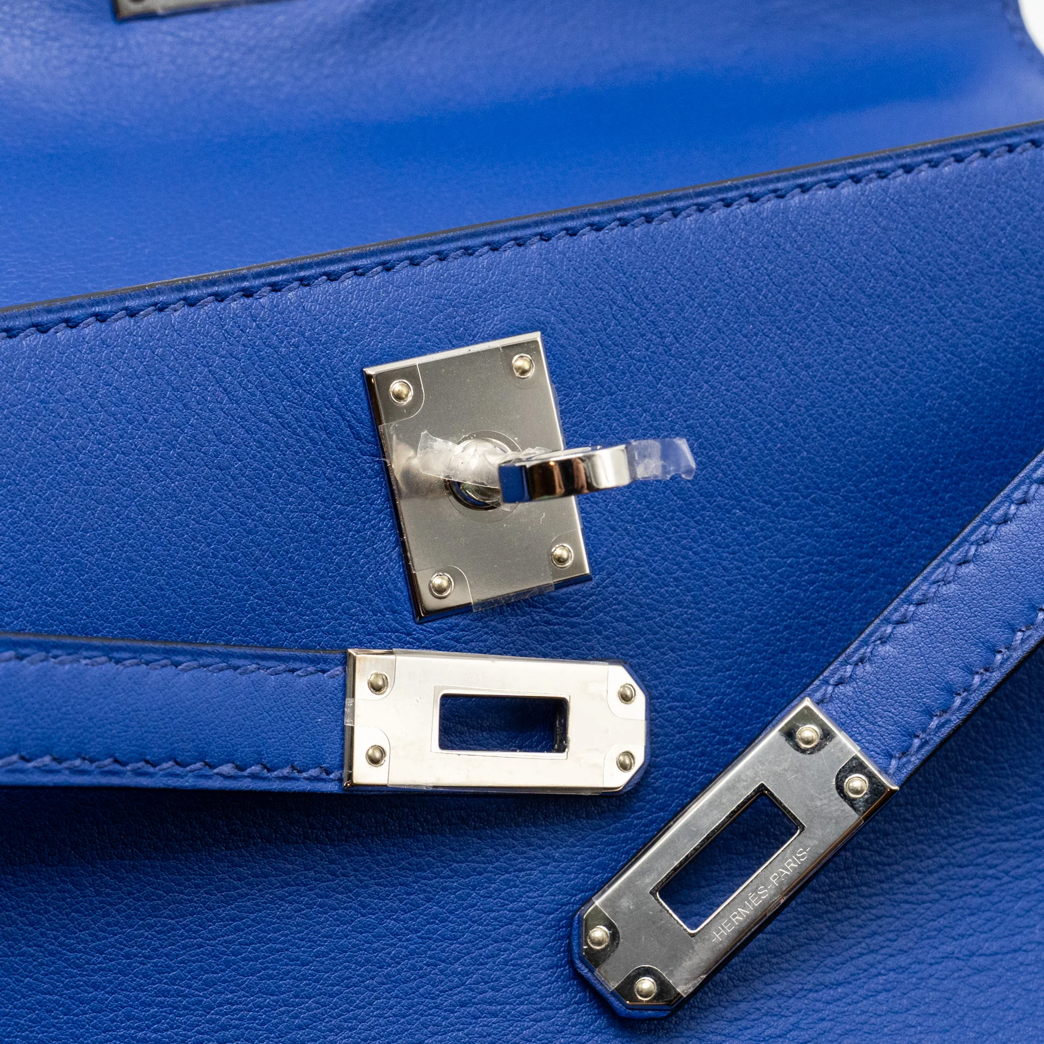 Hermes Kelly Pochette Swift Blue Electric SHW Stamp C - Image 15