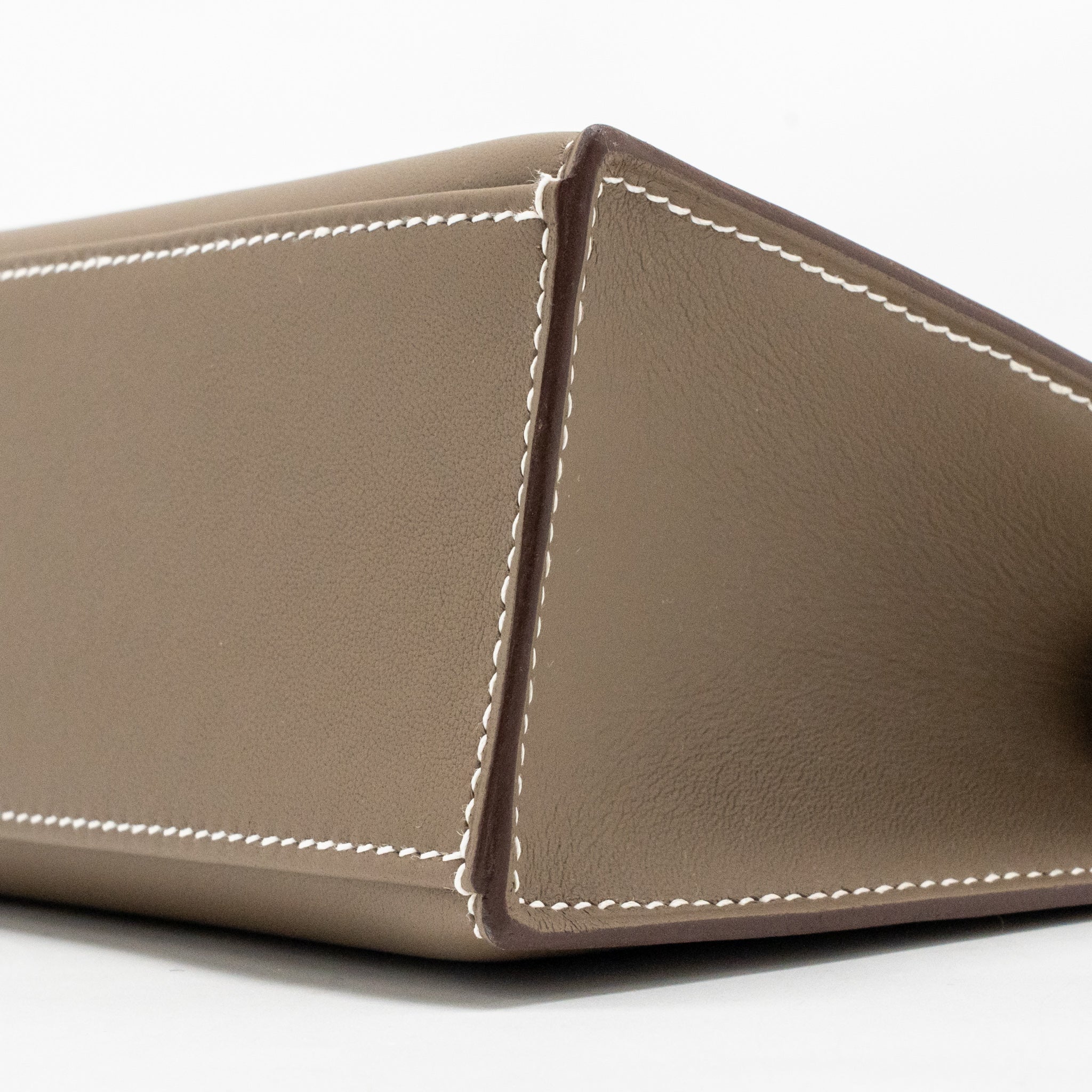Hermes Kelly Pochette swift etoupe SHW stamp W - Image 8