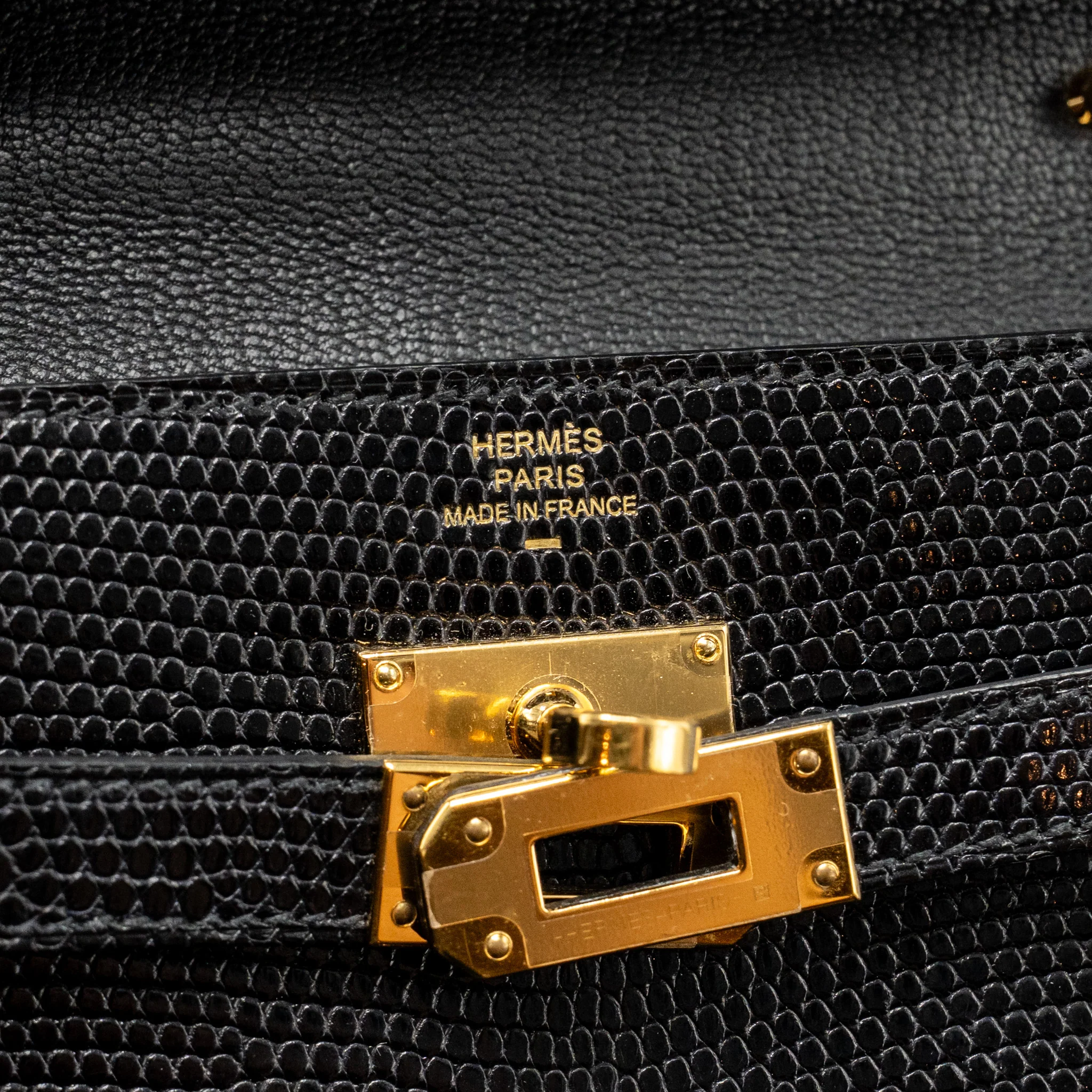 Hermes kelly to go lizard niloticus lisse black GHW stamp U - Image 12