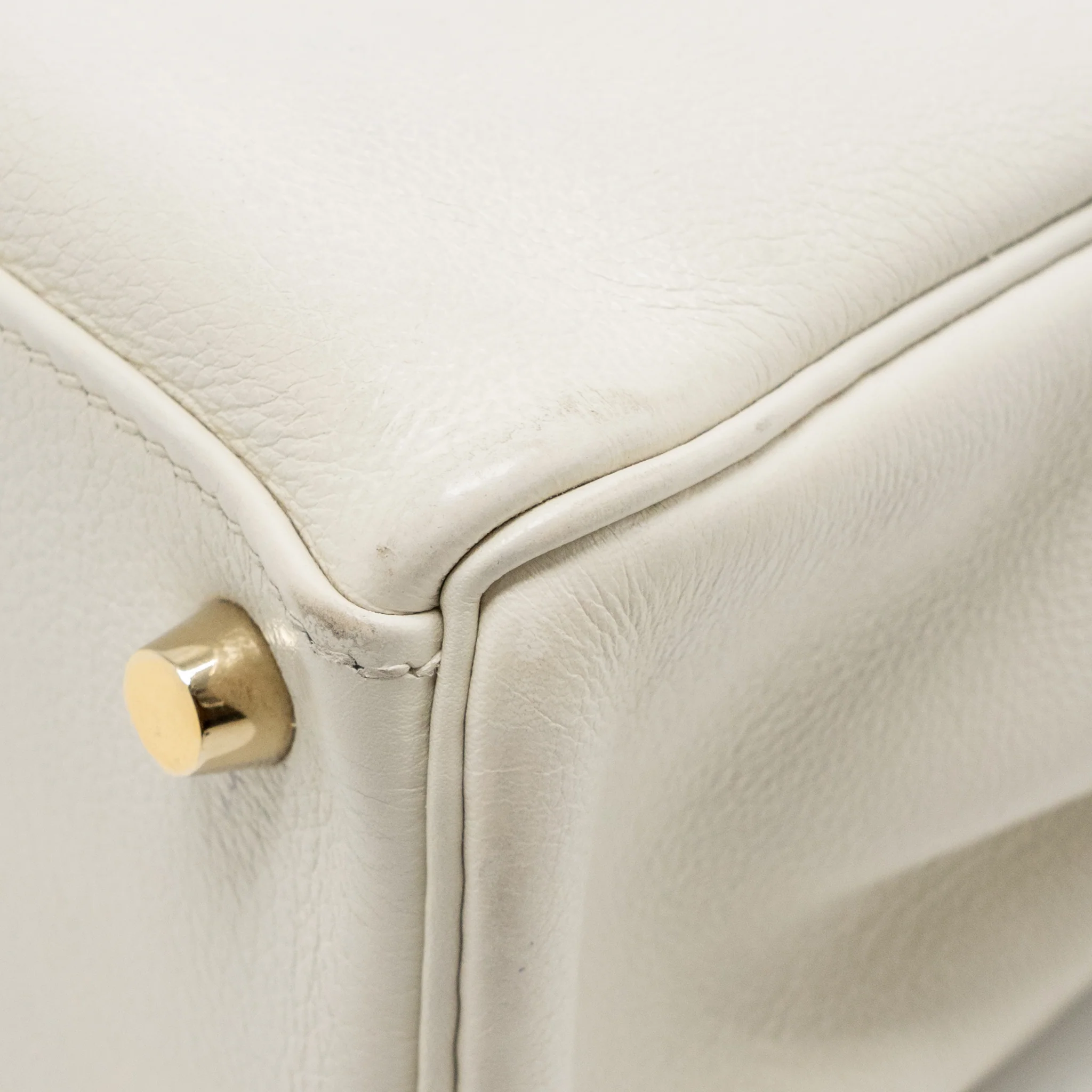 Hermes Kelly 25 Evercolor Blanc GHW Stamp Square M - Image 12