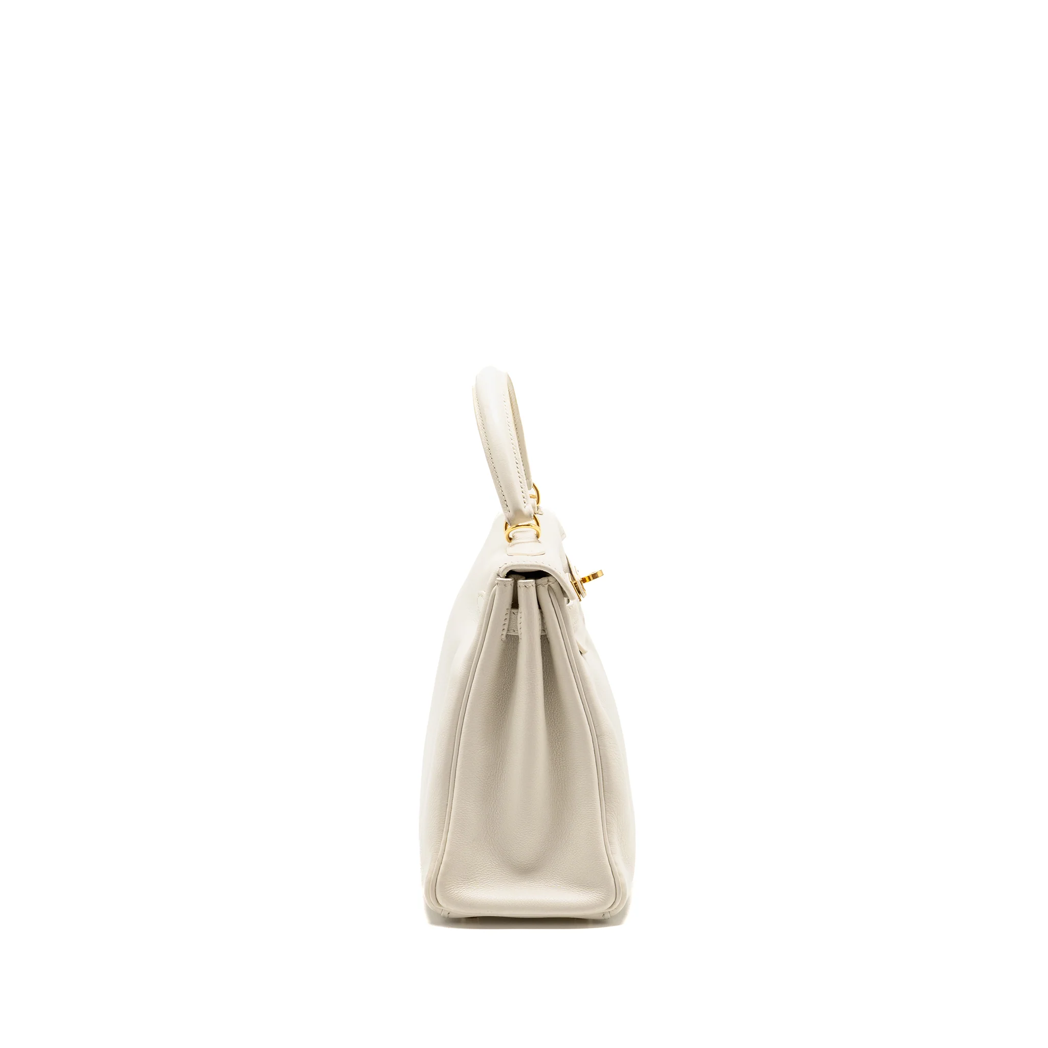 Hermes Kelly 25 Evercolor Blanc GHW Stamp Square M - Image 3
