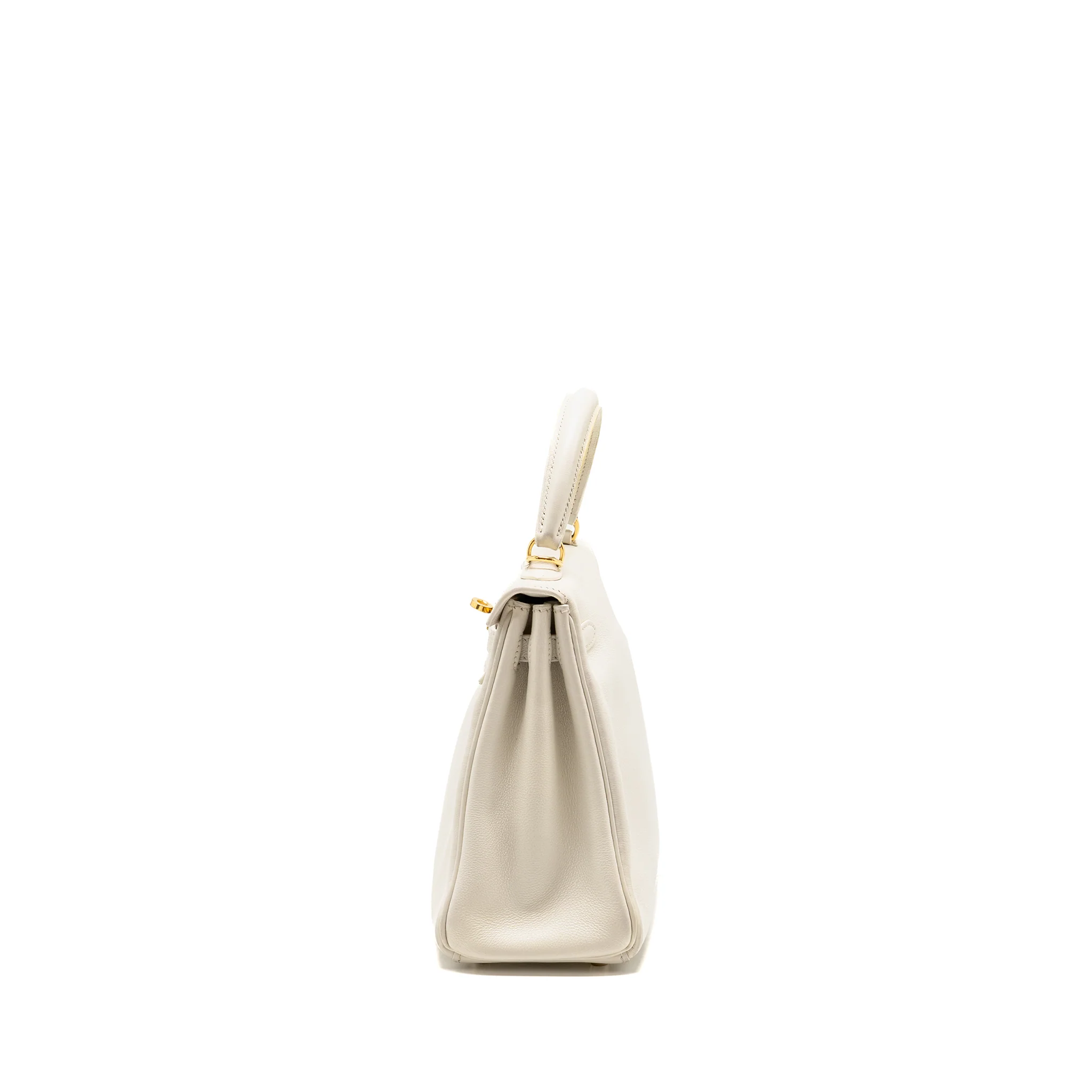 Hermes Kelly 25 Evercolor Blanc GHW Stamp Square M - Image 4