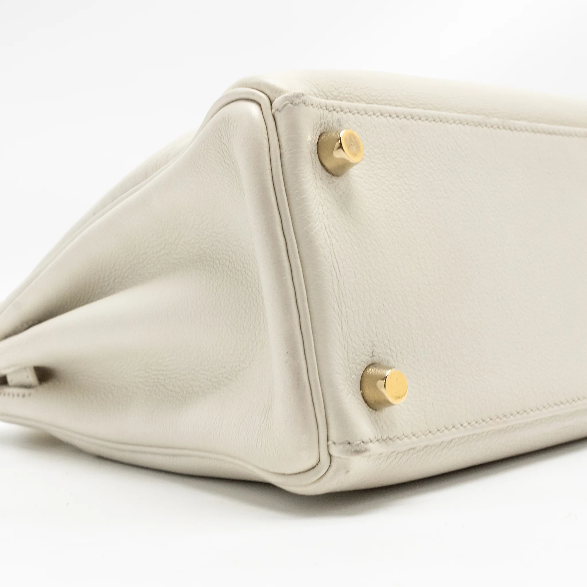 Hermes Kelly 25 Evercolor Blanc GHW Stamp Square M - Image 7