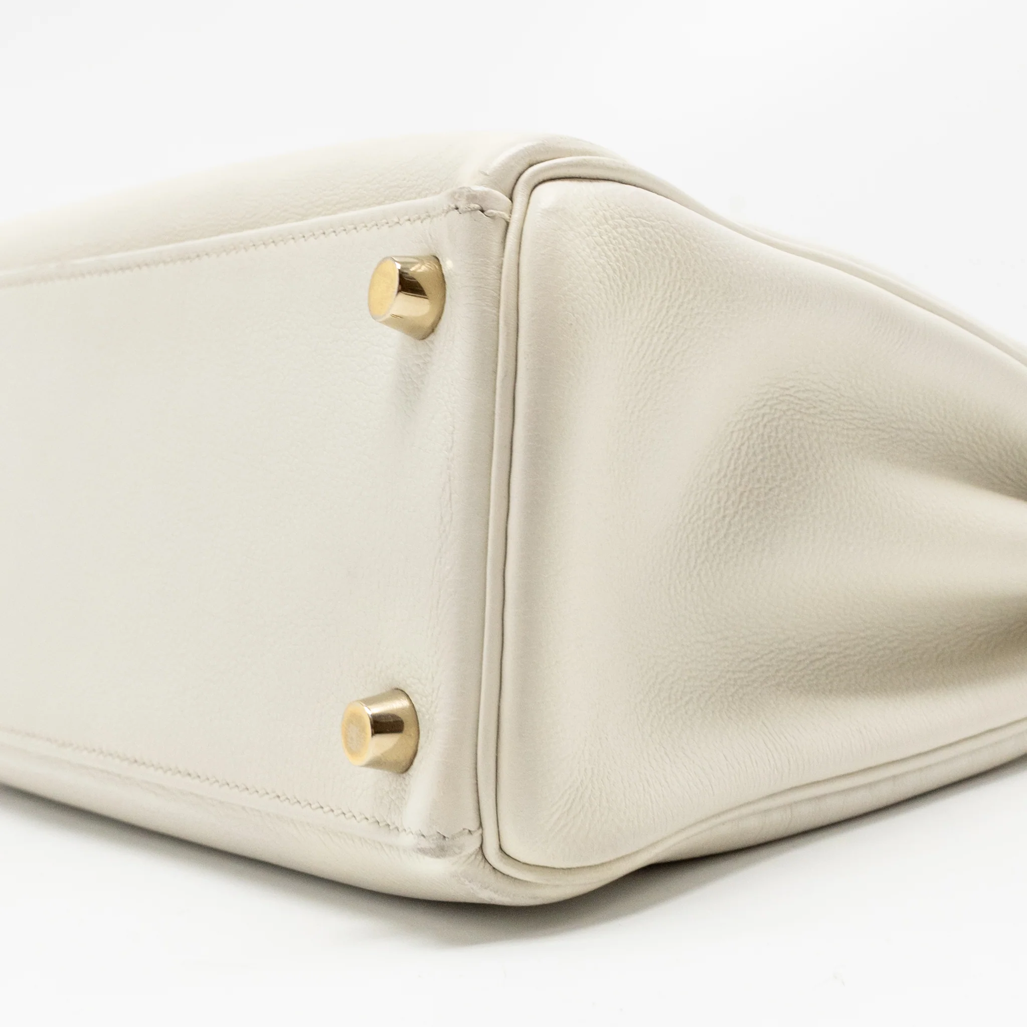 Hermes Kelly 25 Evercolor Blanc GHW Stamp Square M - Image 8