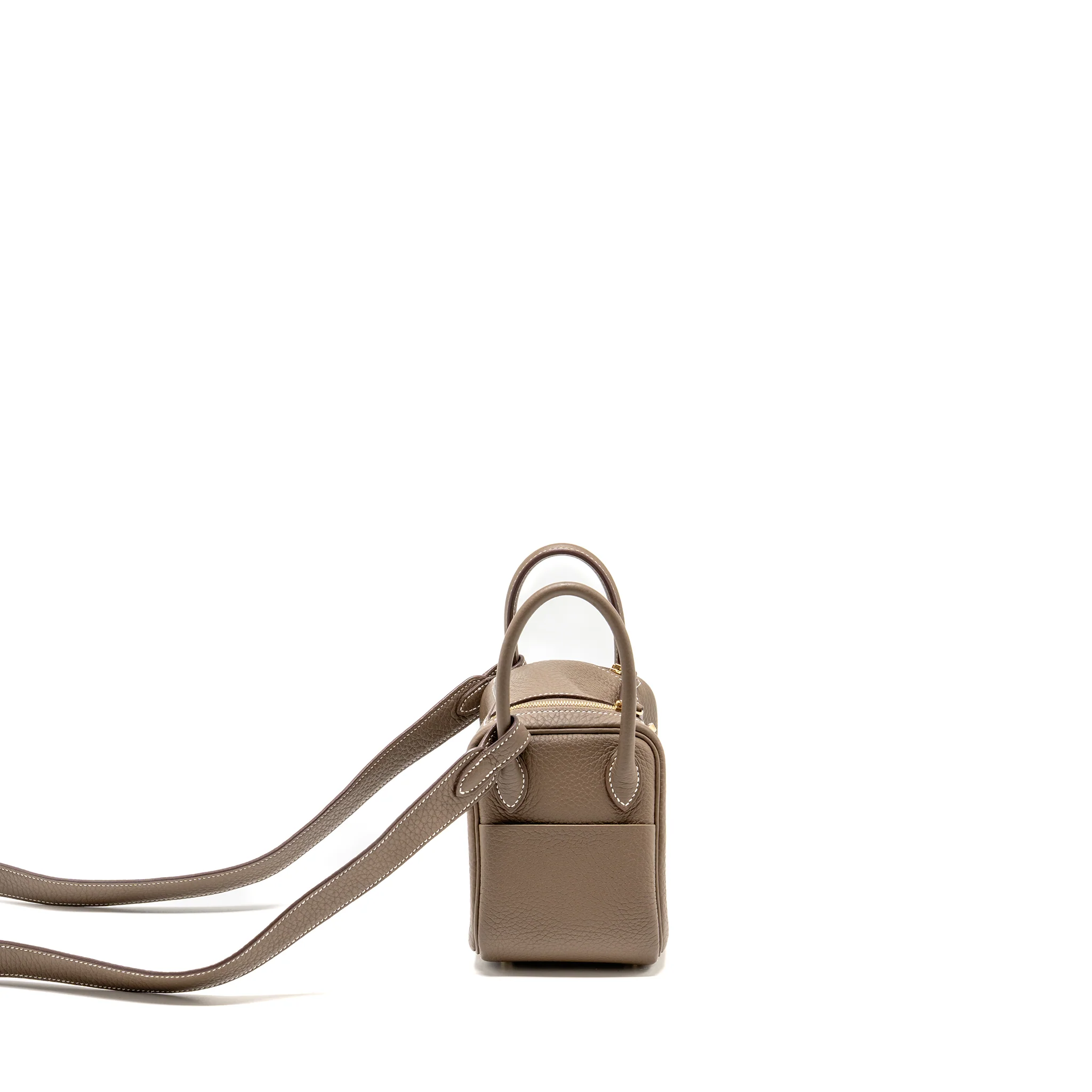 Hermes mini lindy clemence etoupe GHW stamp U - Image 3