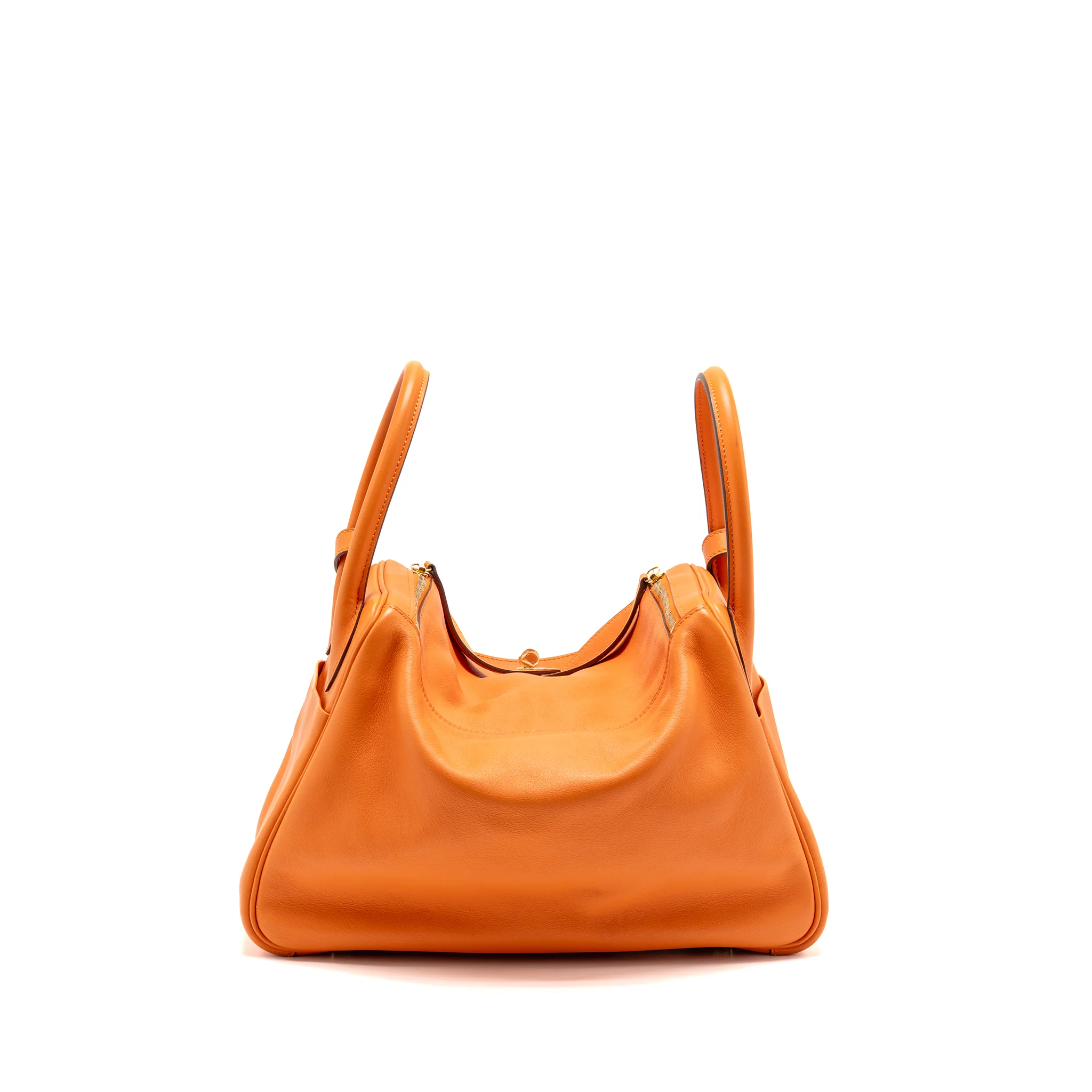 Hermes Lindy 30 Swift Leather orange / red LGHW Stamp X - Image 2