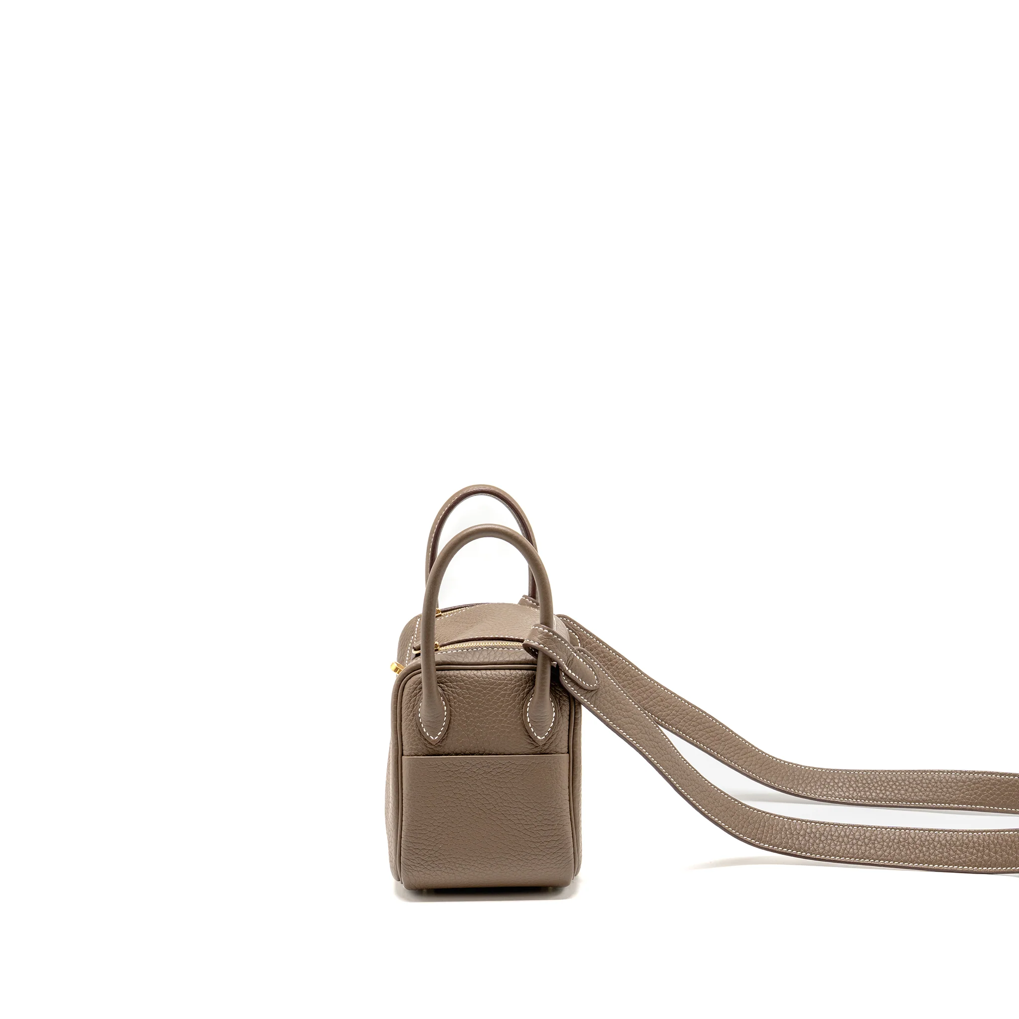 Hermes mini lindy clemence etoupe GHW stamp U - Image 4