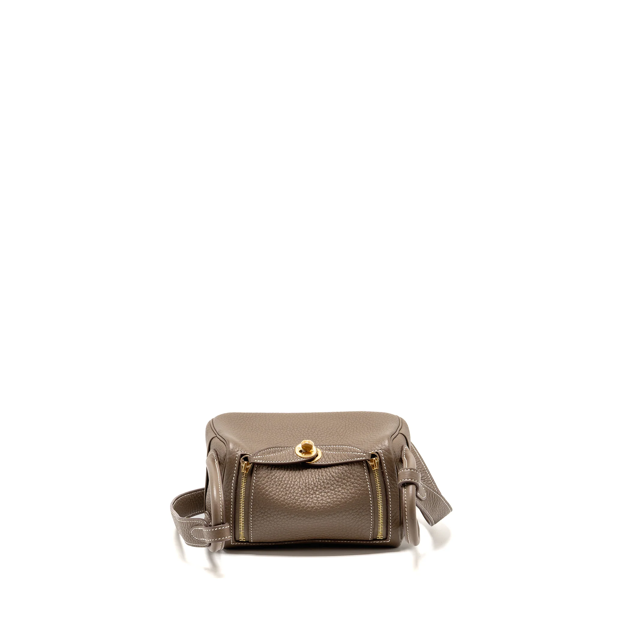 Hermes mini lindy clemence etoupe GHW stamp U - Image 5