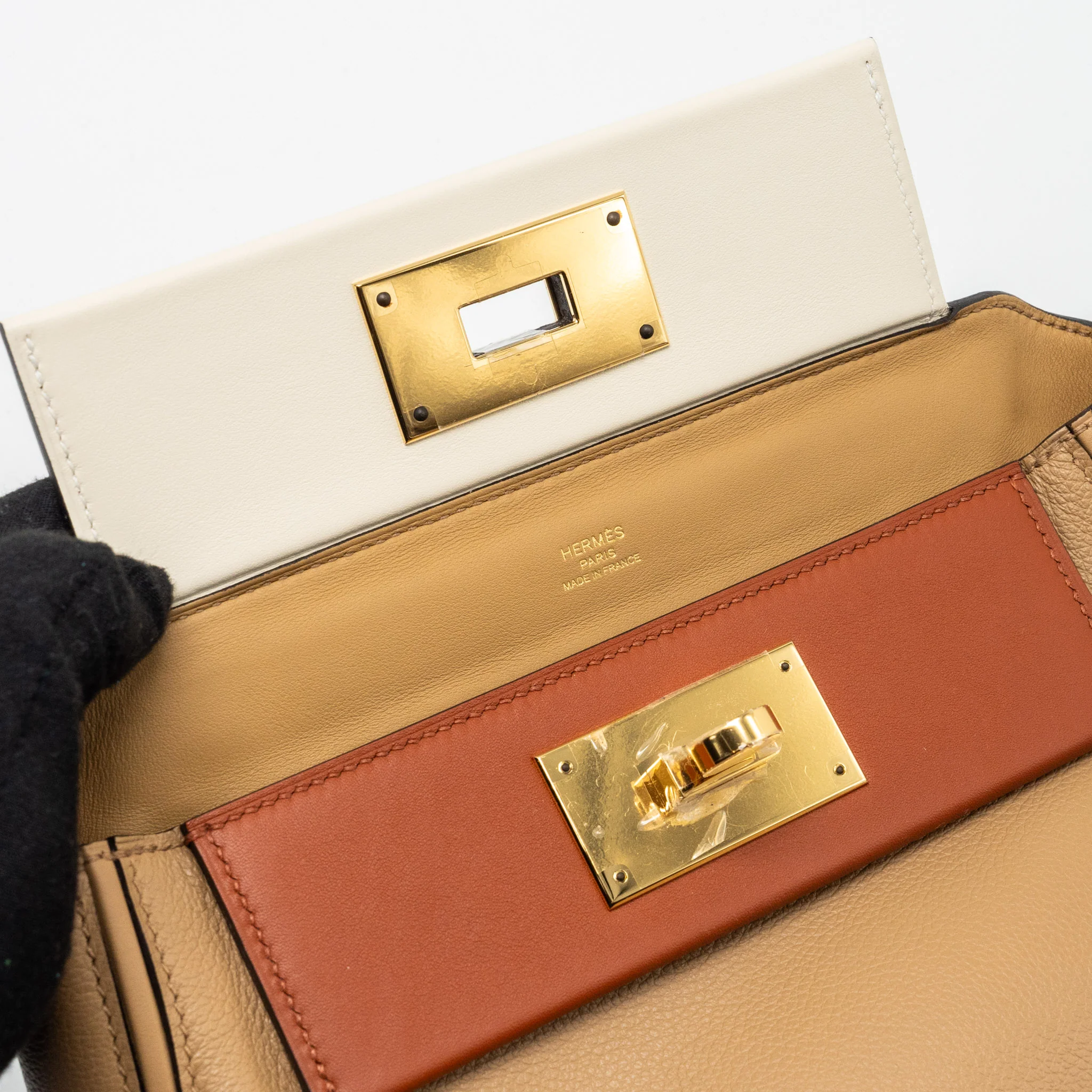 Hermes Mini 24/24 2424-21 Bag Evercolor/Swift Chai/Nata/Cuivre GHW Stamp U - Image 12