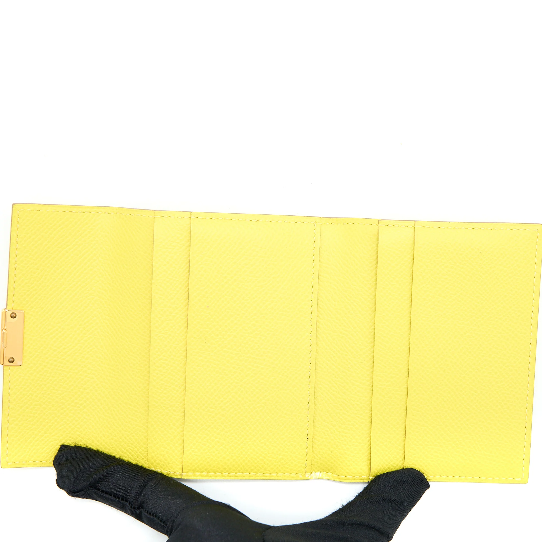 Hermes Mini Clic Card Holder Epsom Yellow GHW Stamp D - Image 3