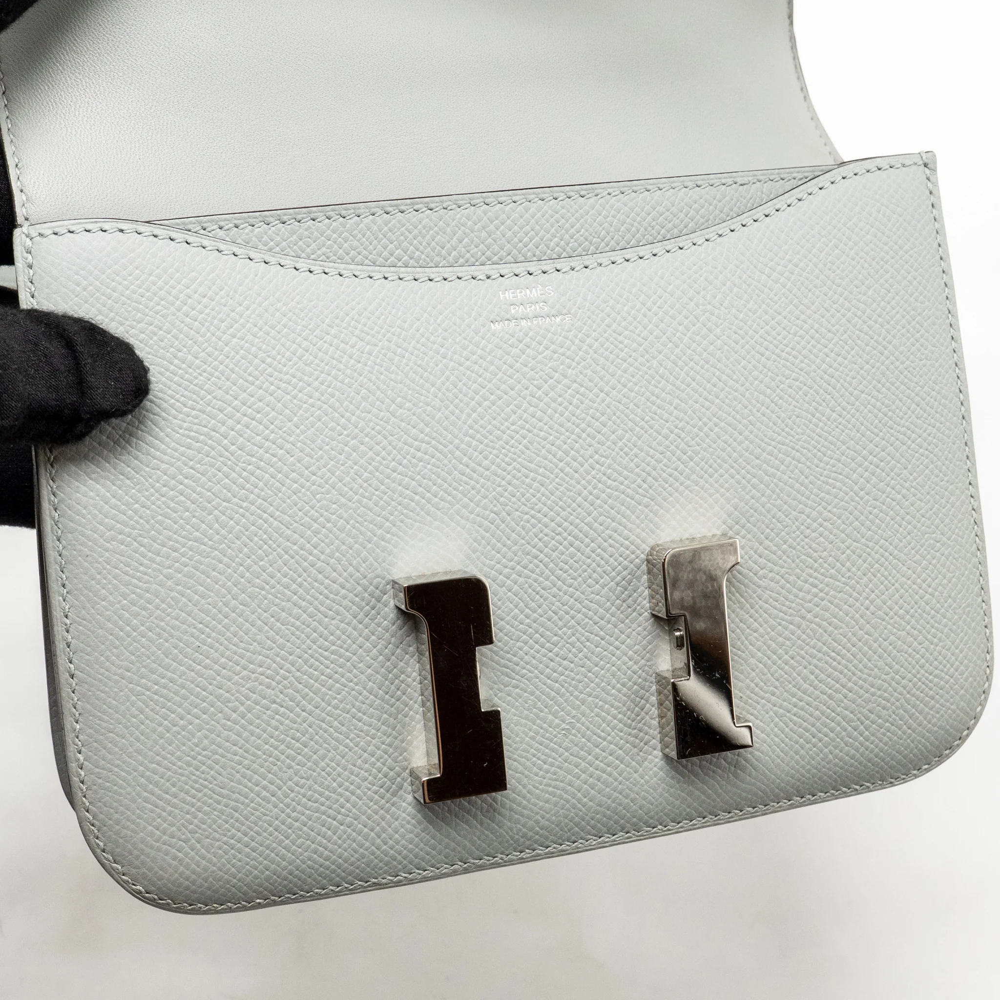 Hermes Mini Constance Epsom 8U Bleu Glacier SHW Stamp C - Image 14