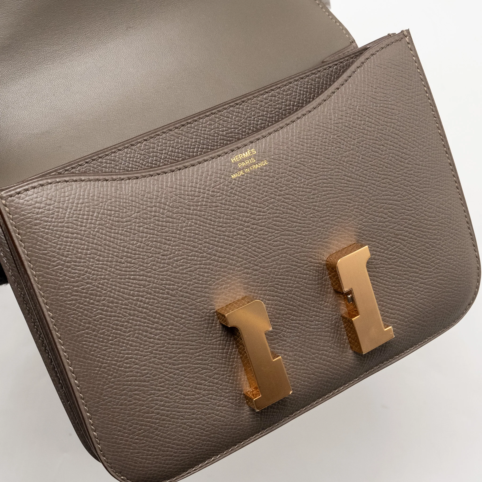 Hermes Mini Constance Epsom Gris Etain RGHW Stamp C - Image 14