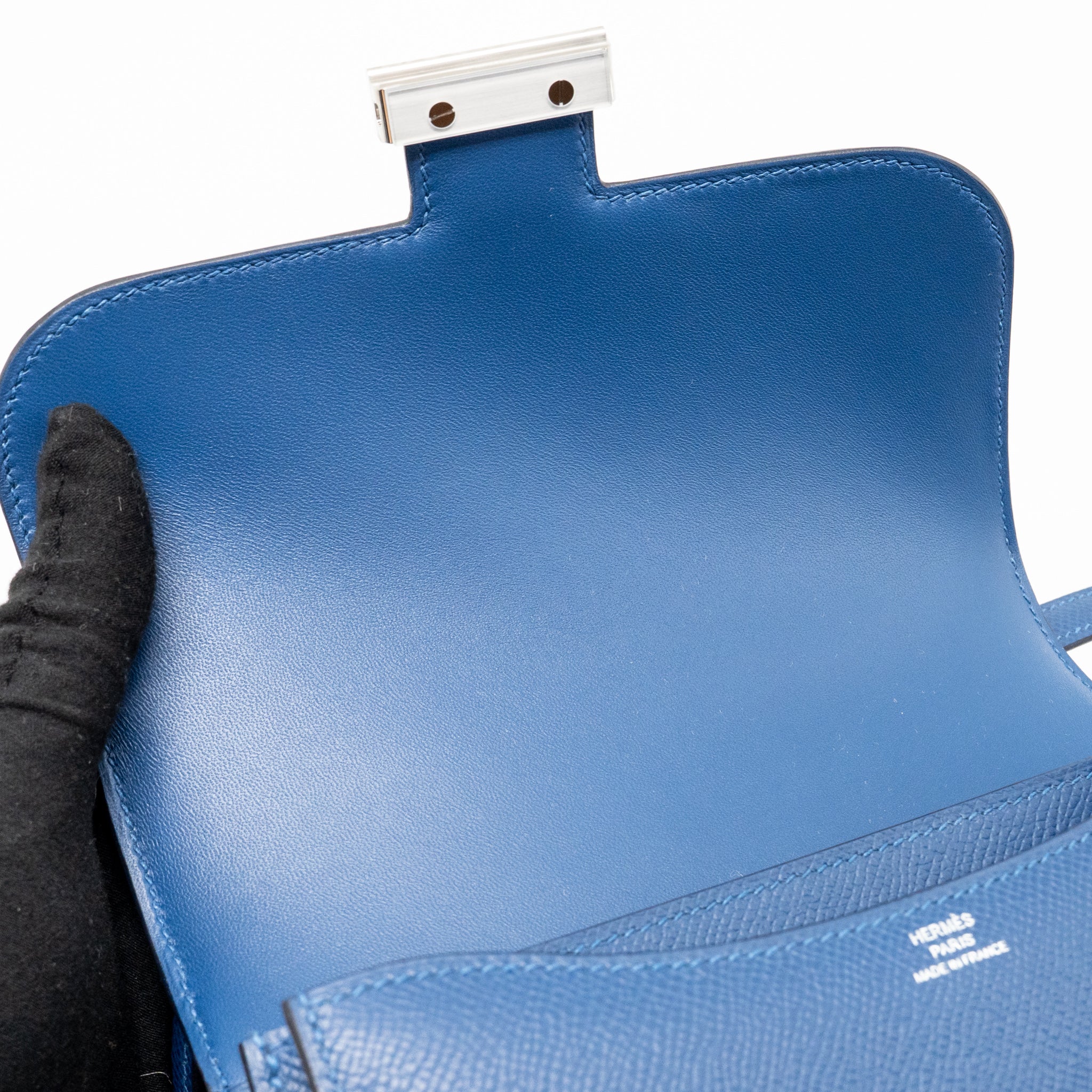 Hermes Mini Constance Epsom P5 Bleu Tie SHW Stamp K - Image 14