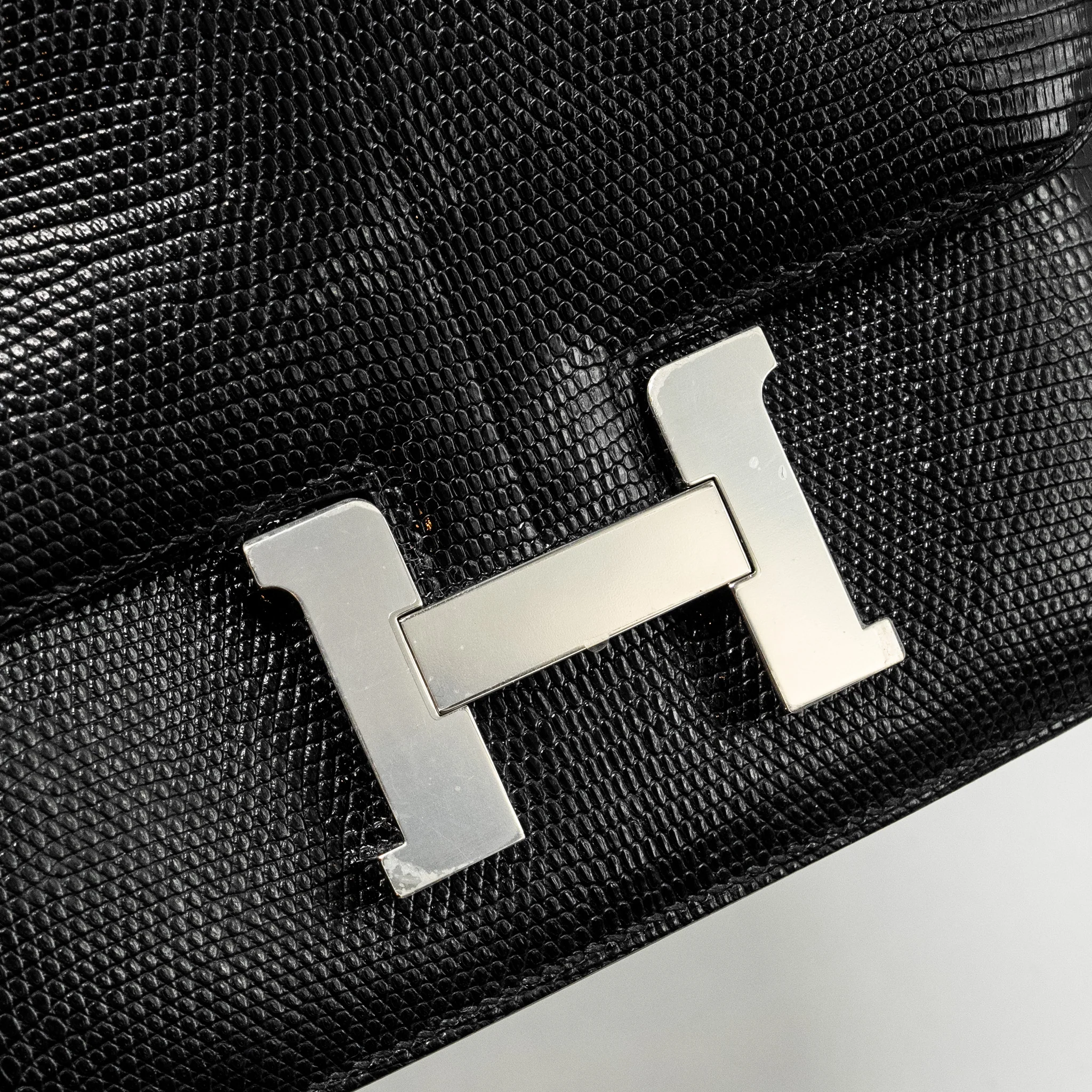 Hermes Mini Constance Lizard Varanus Salvator Black SHW Stamp U - Image 12