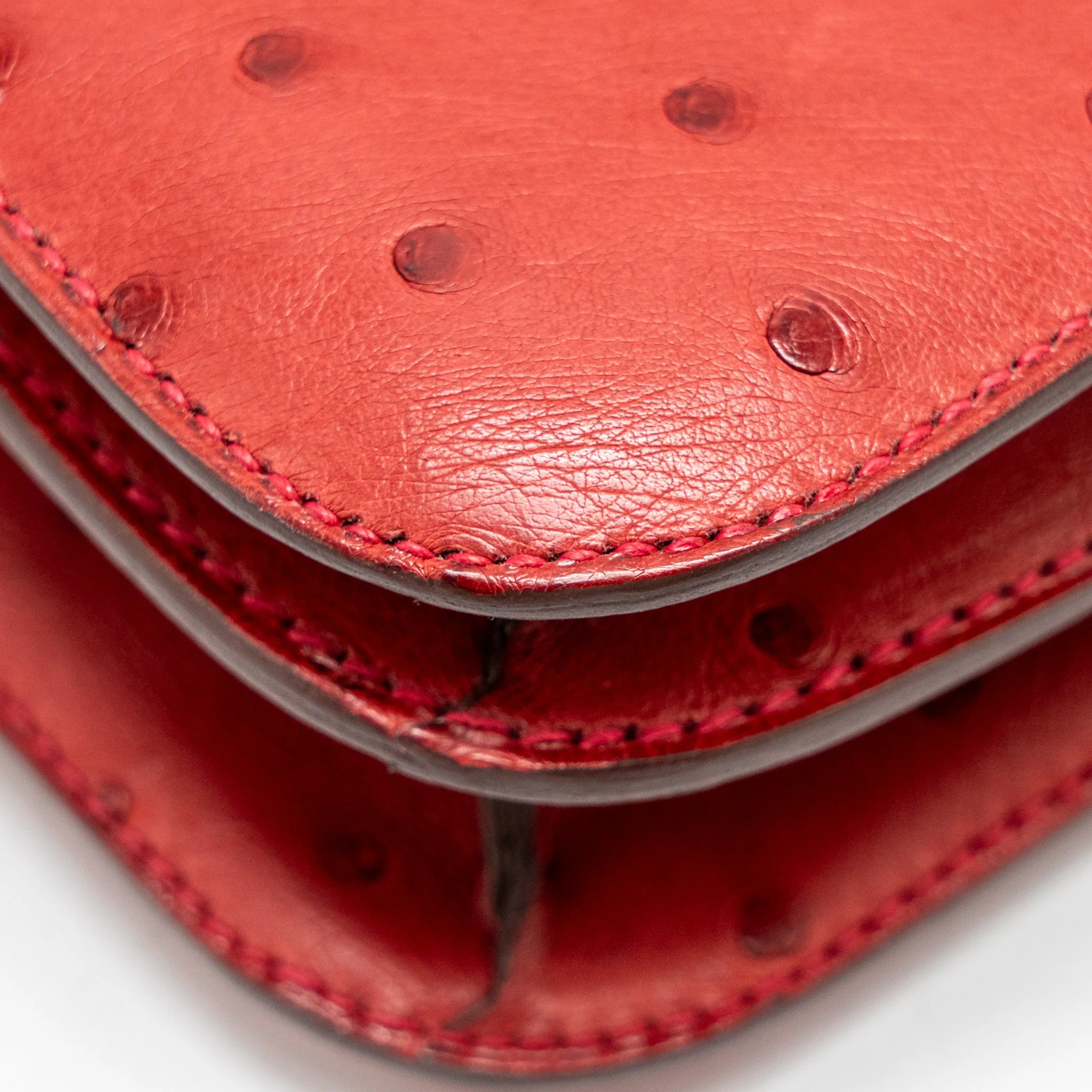 Hermes Mini Constance Ostrich Rouge Vif GHW Stamp A - Image 6