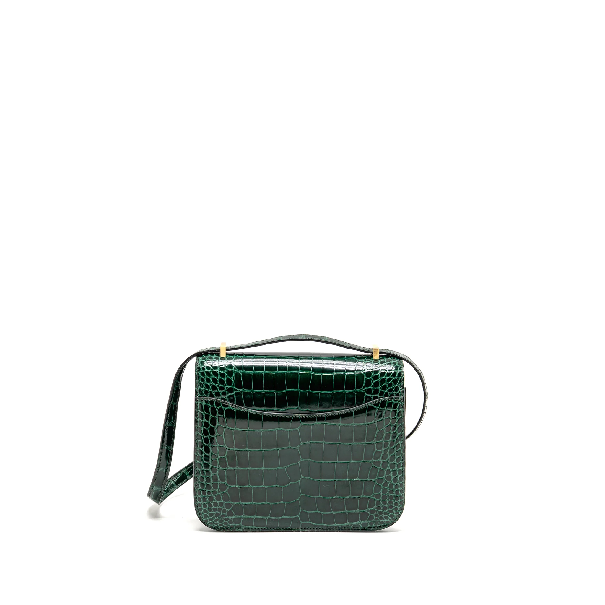 Hermes mini constance shiny alligator mississippiensis vert fonce GHW stamp U - Image 2