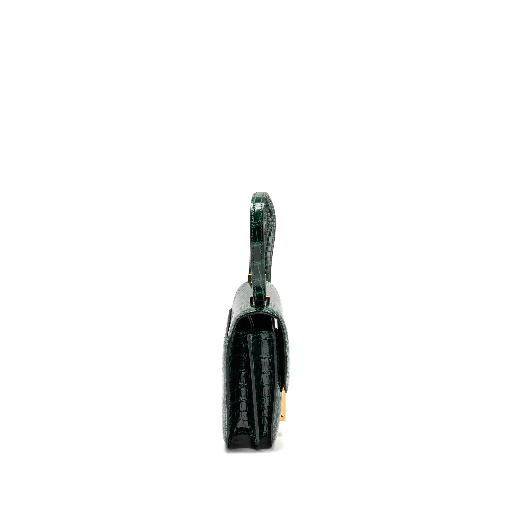 Hermes mini constance shiny alligator mississippiensis vert fonce GHW stamp U - Image 3