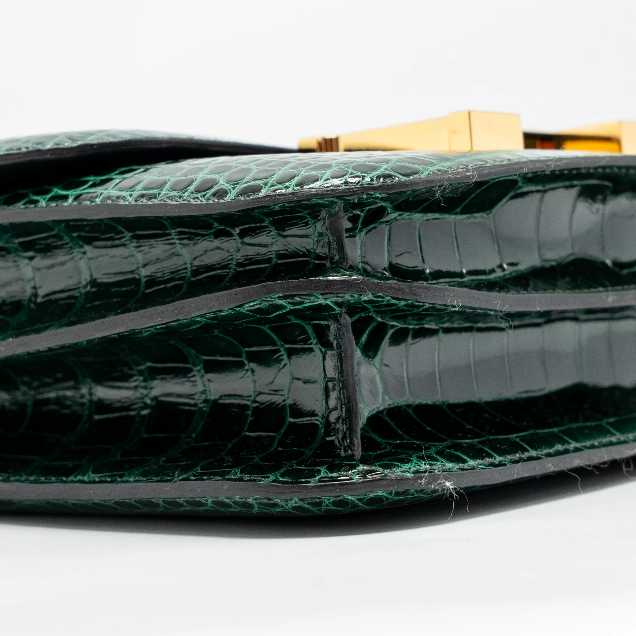 Hermes mini constance shiny alligator mississippiensis vert fonce GHW stamp U - Image 6
