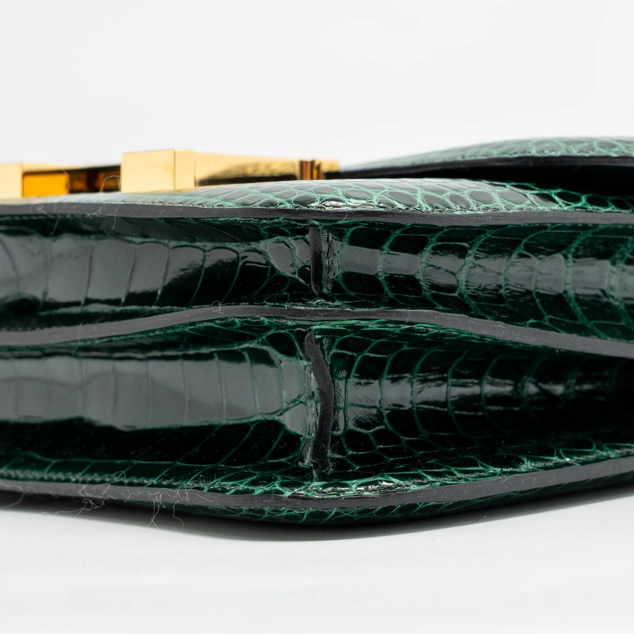 Hermes mini constance shiny alligator mississippiensis vert fonce GHW stamp U - Image 7