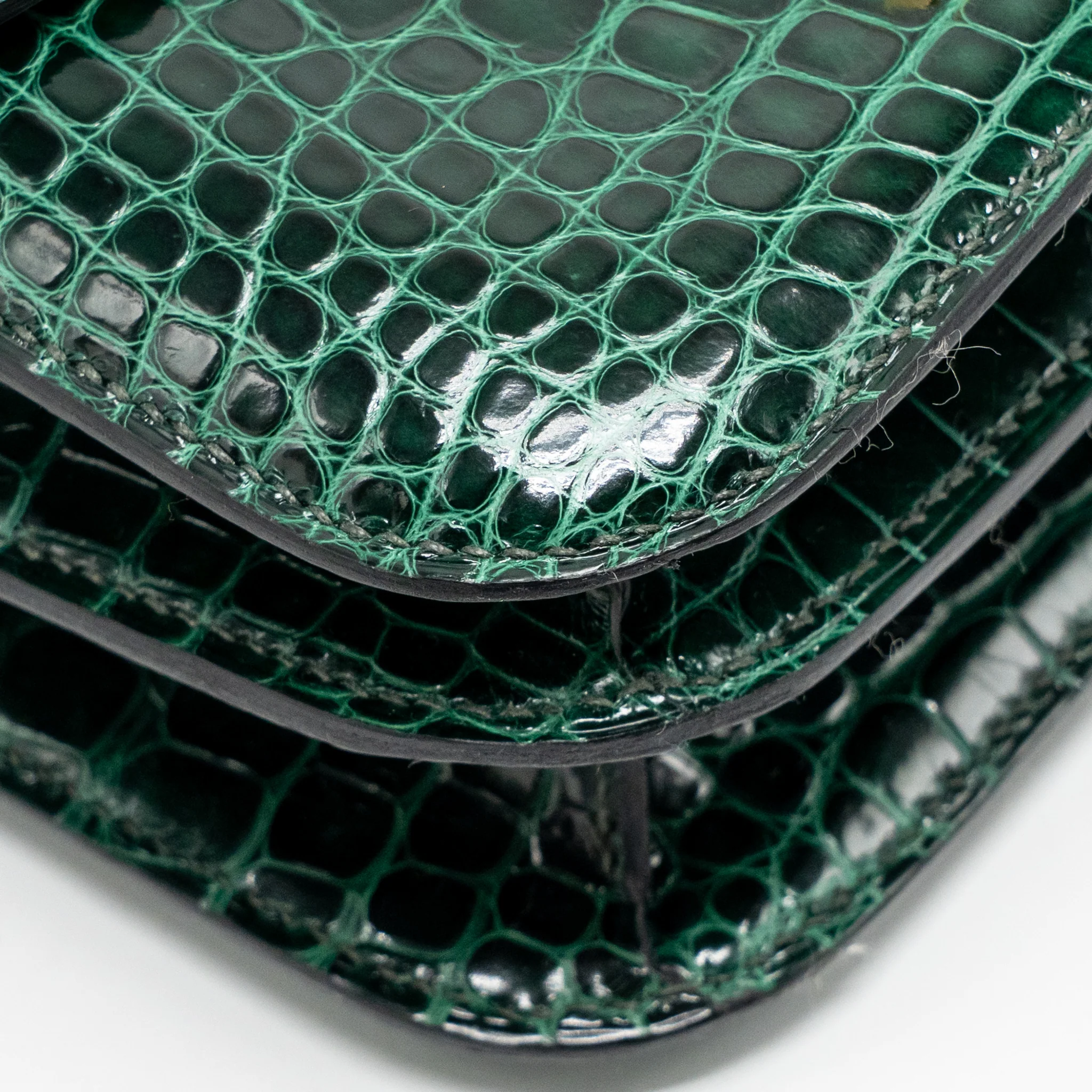 Hermes mini constance shiny alligator mississippiensis vert fonce GHW stamp U - Image 8