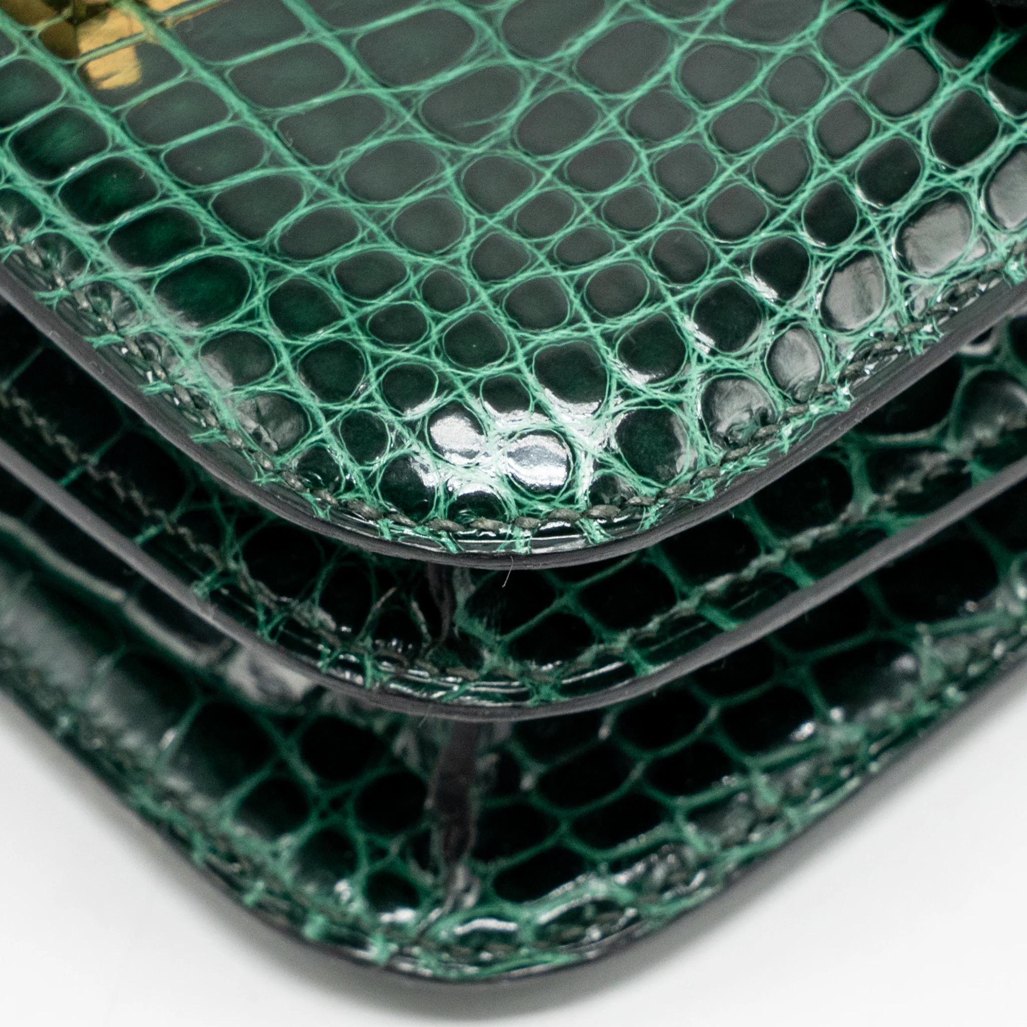 Hermes mini constance shiny alligator mississippiensis vert fonce GHW stamp U - Image 9