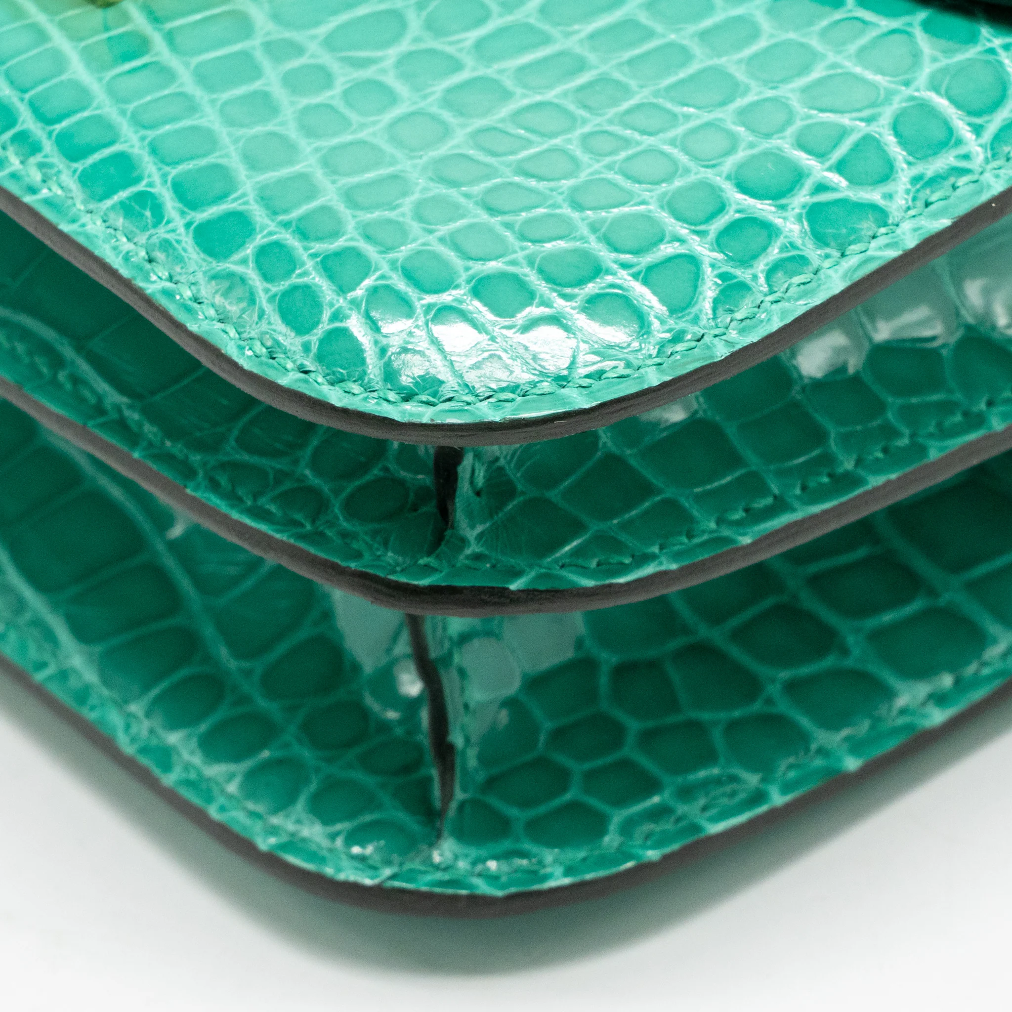 Hermes mini constance shiny alligator mississippiensis vert jade GHW stamp U - Image 10