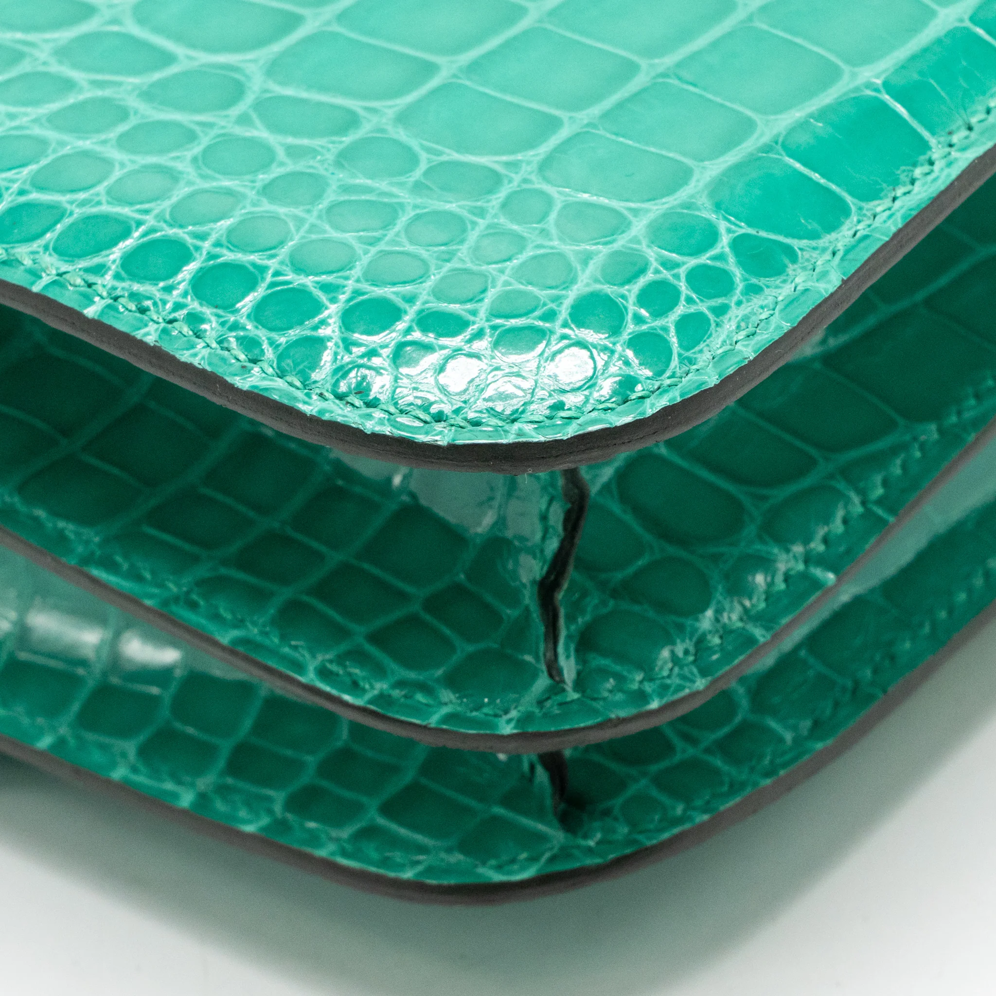 Hermes mini constance shiny alligator mississippiensis vert jade GHW stamp U - Image 11