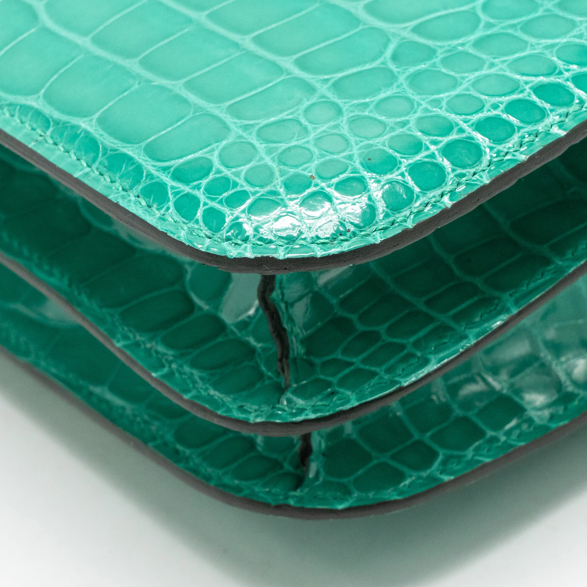 Hermes mini constance shiny alligator mississippiensis vert jade GHW stamp U - Image 12