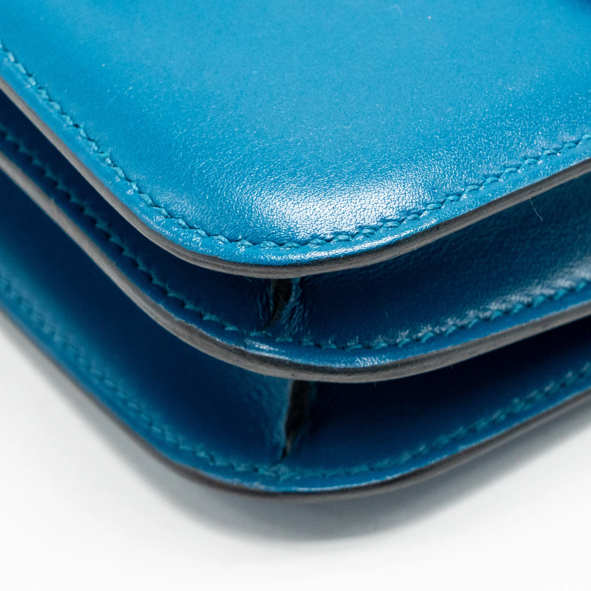 Hermes Mini Constance Tadelakt leather Blue Izmir SHW stamp A - Image 10