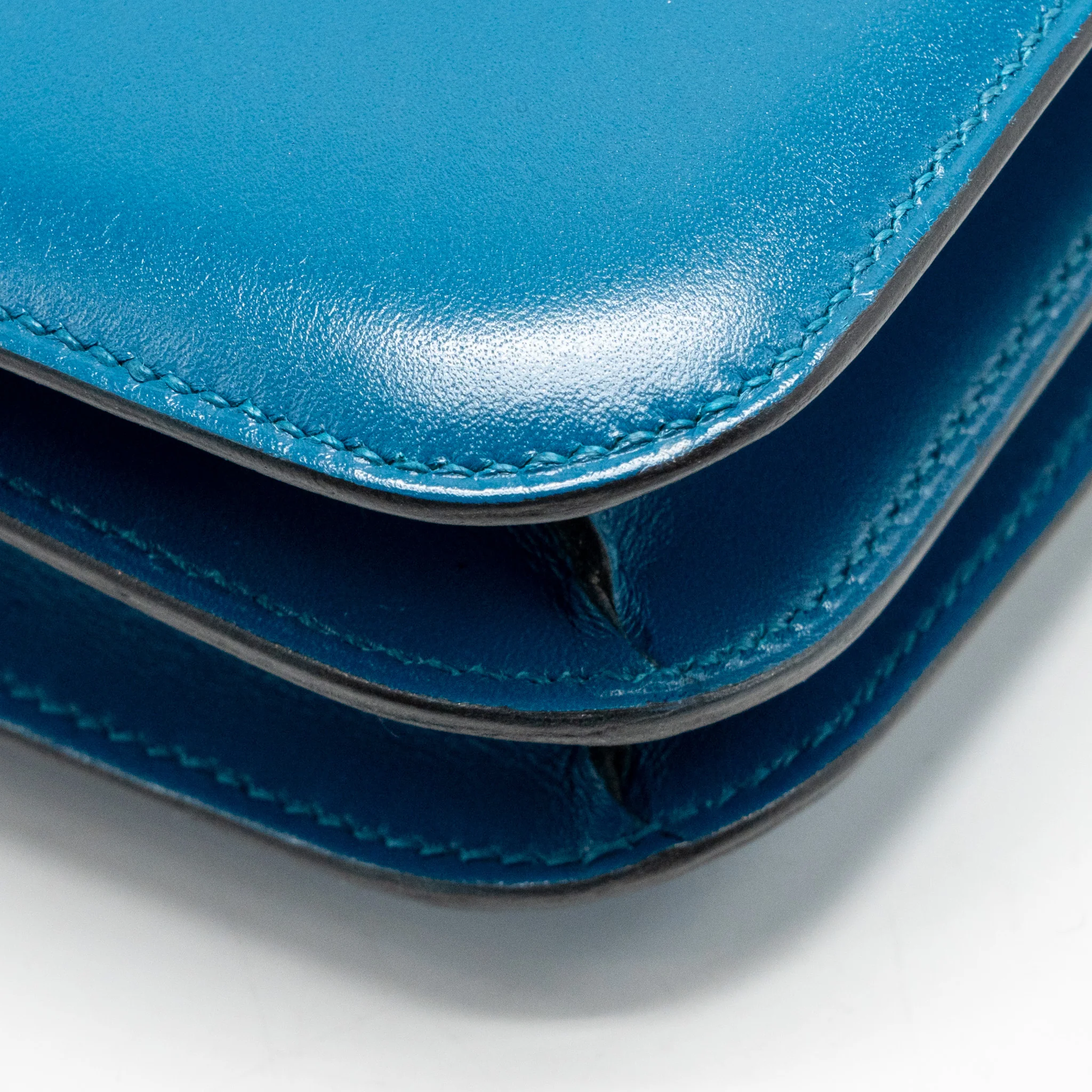 Hermes Mini Constance Tadelakt leather Blue Izmir SHW stamp A - Image 12