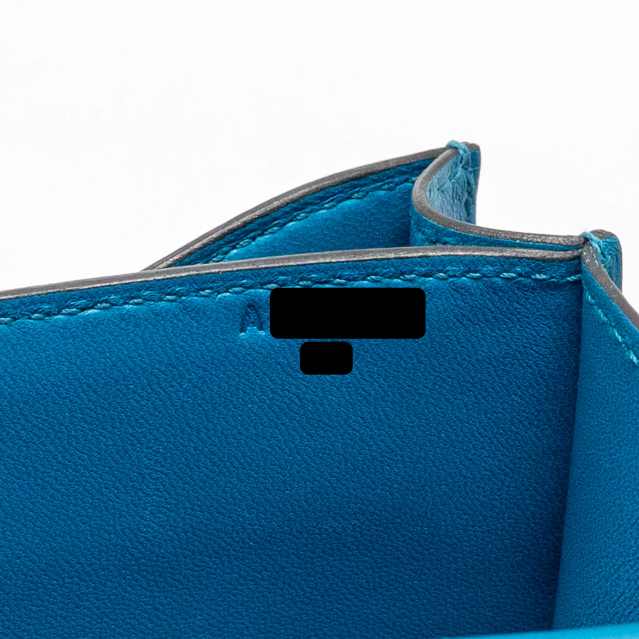 Hermes Mini Constance Tadelakt leather Blue Izmir SHW stamp A - Image 20