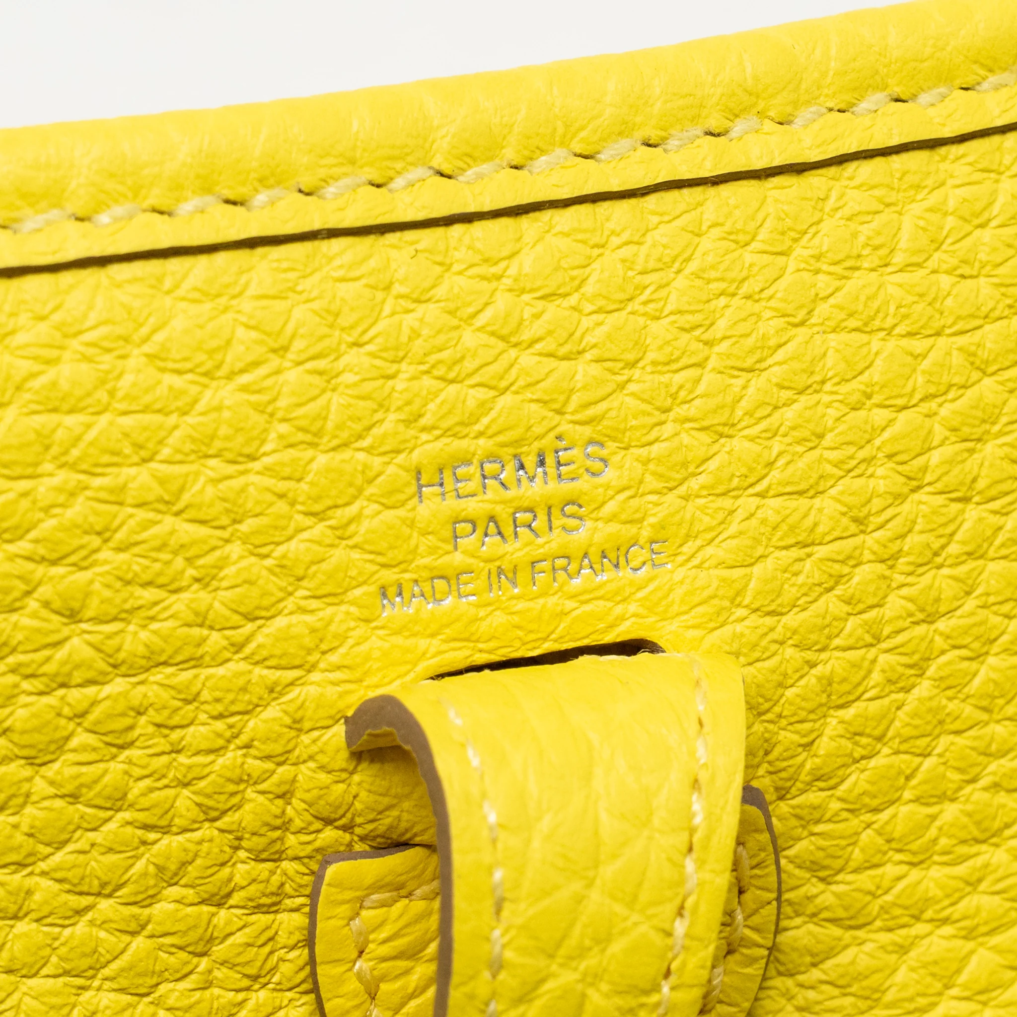 Hermes Mini Evelyne Clemence Lime SHW Stamp U - Image 14