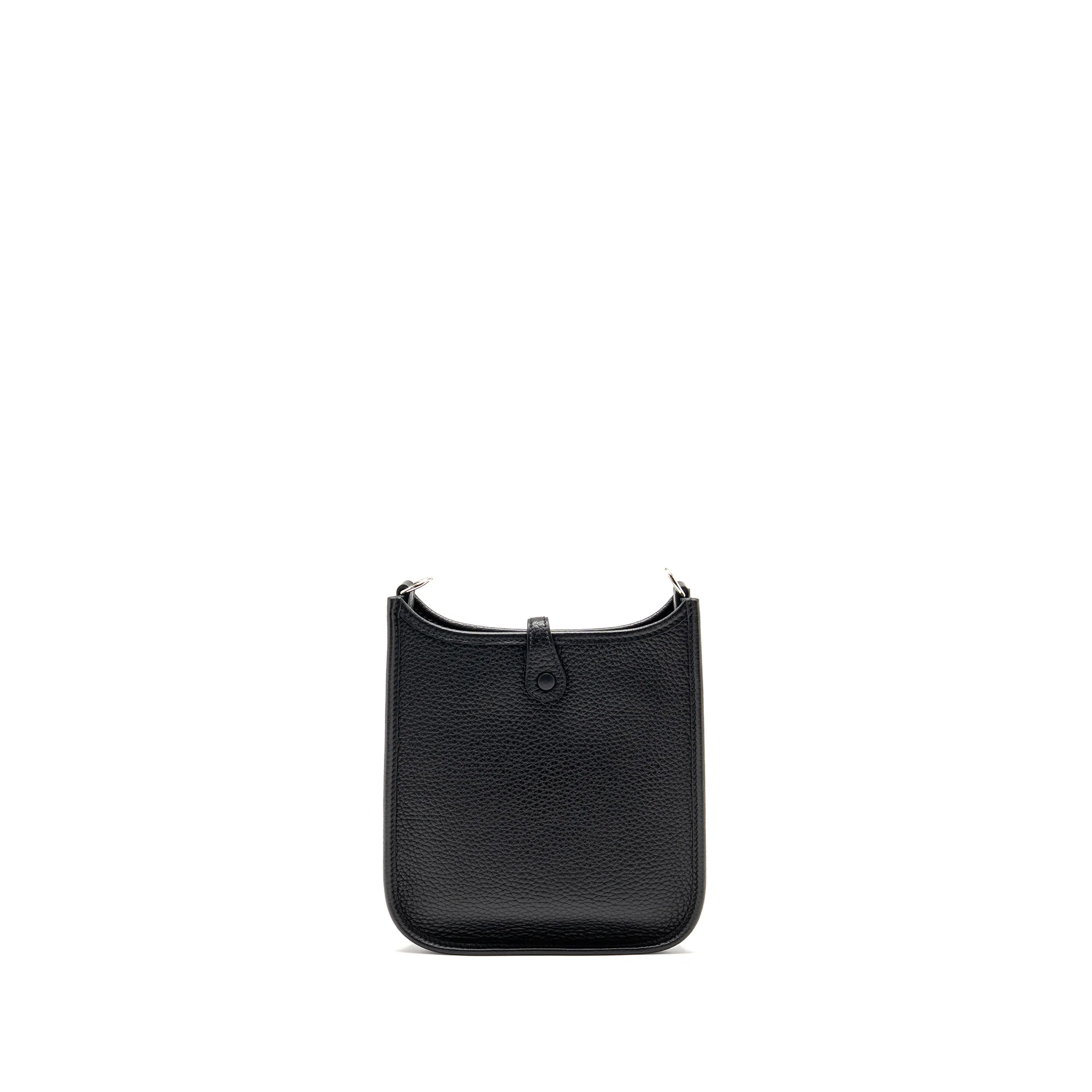 Hermes mini evelyne short clemence black/gris misty SHW stamp W - Image 2