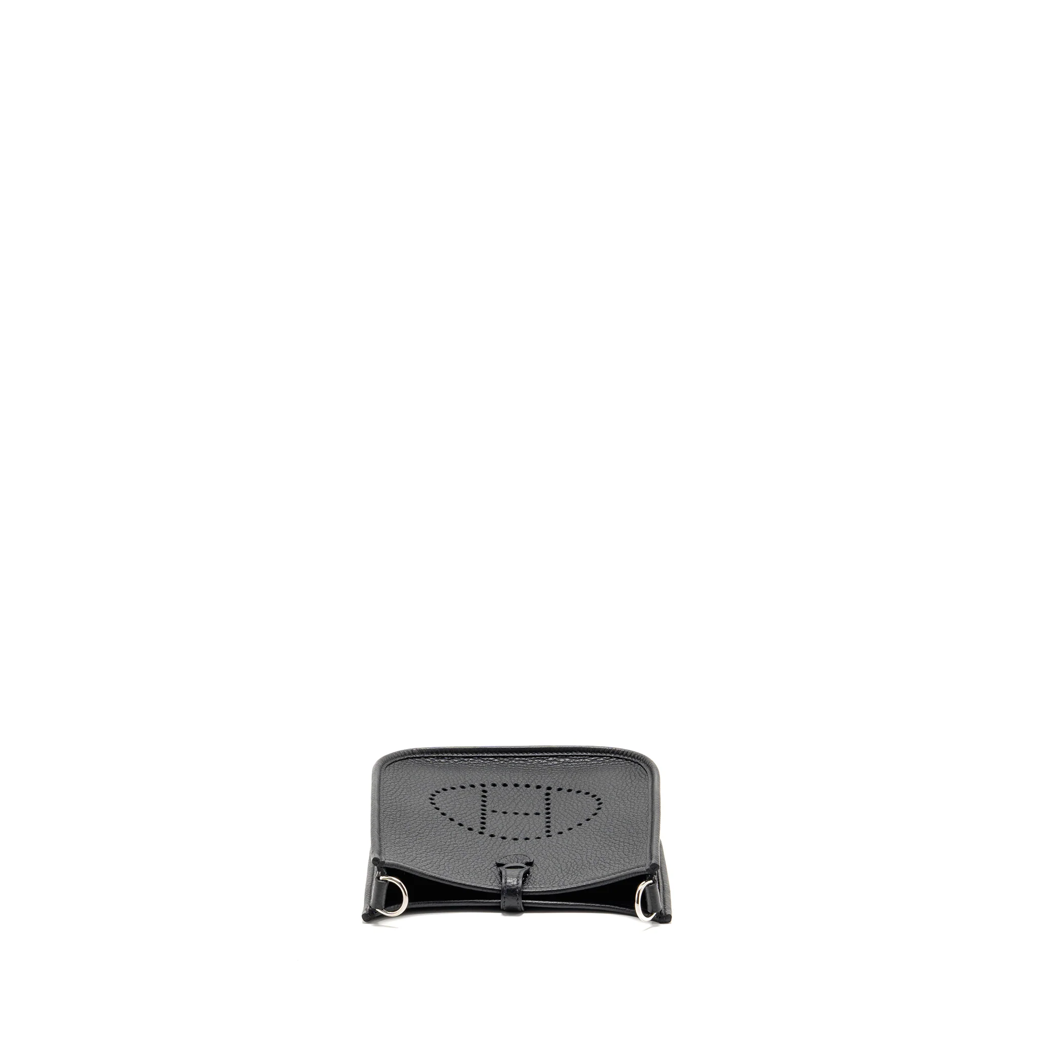 Hermes mini evelyne short clemence black/gris misty SHW stamp W - Image 5