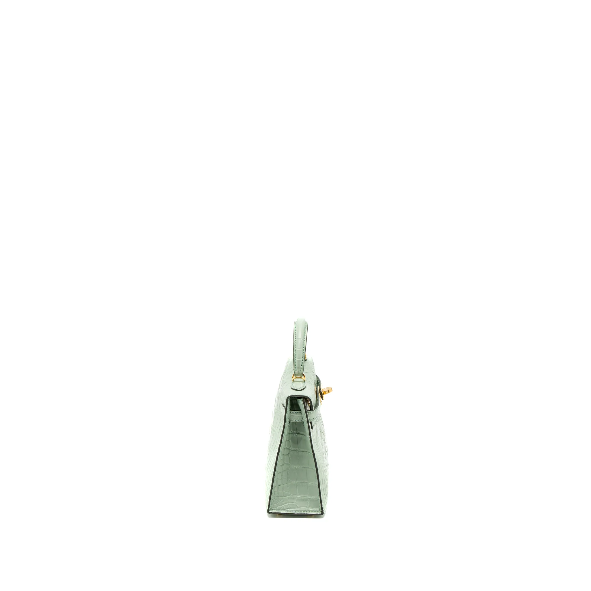 Hermes Mini Kelly Alligator Mississippiensis Matte 6U Vert D’eau GHW Stamp U - Image 3