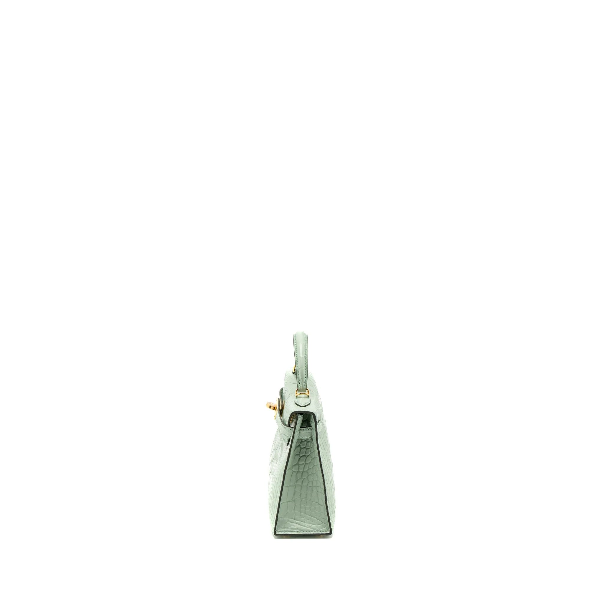 Hermes Mini Kelly Alligator Mississippiensis Matte 6U Vert D’eau GHW Stamp U - Image 4