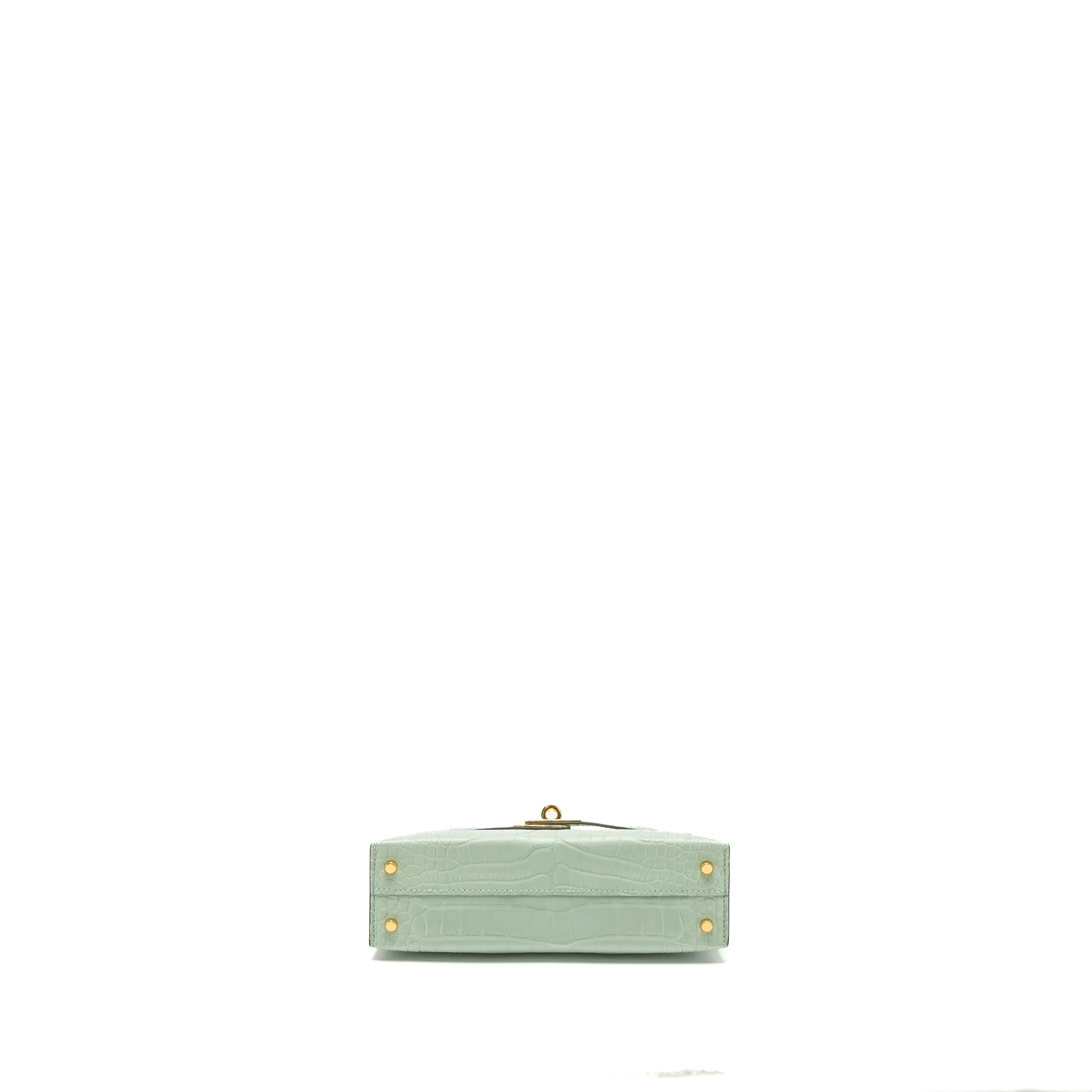Hermes Mini Kelly Alligator Mississippiensis Matte 6U Vert D’eau GHW Stamp U - Image 5