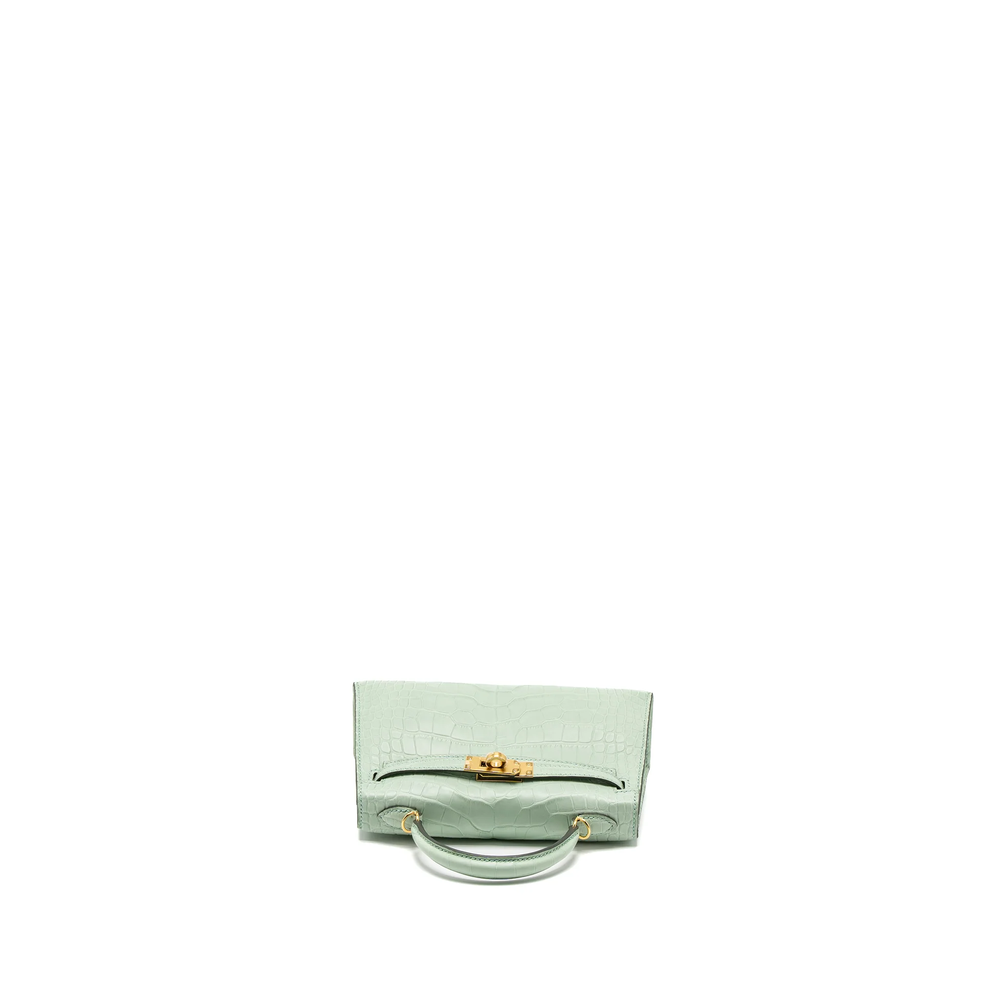 Hermes Mini Kelly Alligator Mississippiensis Matte 6U Vert D’eau GHW Stamp U - Image 6