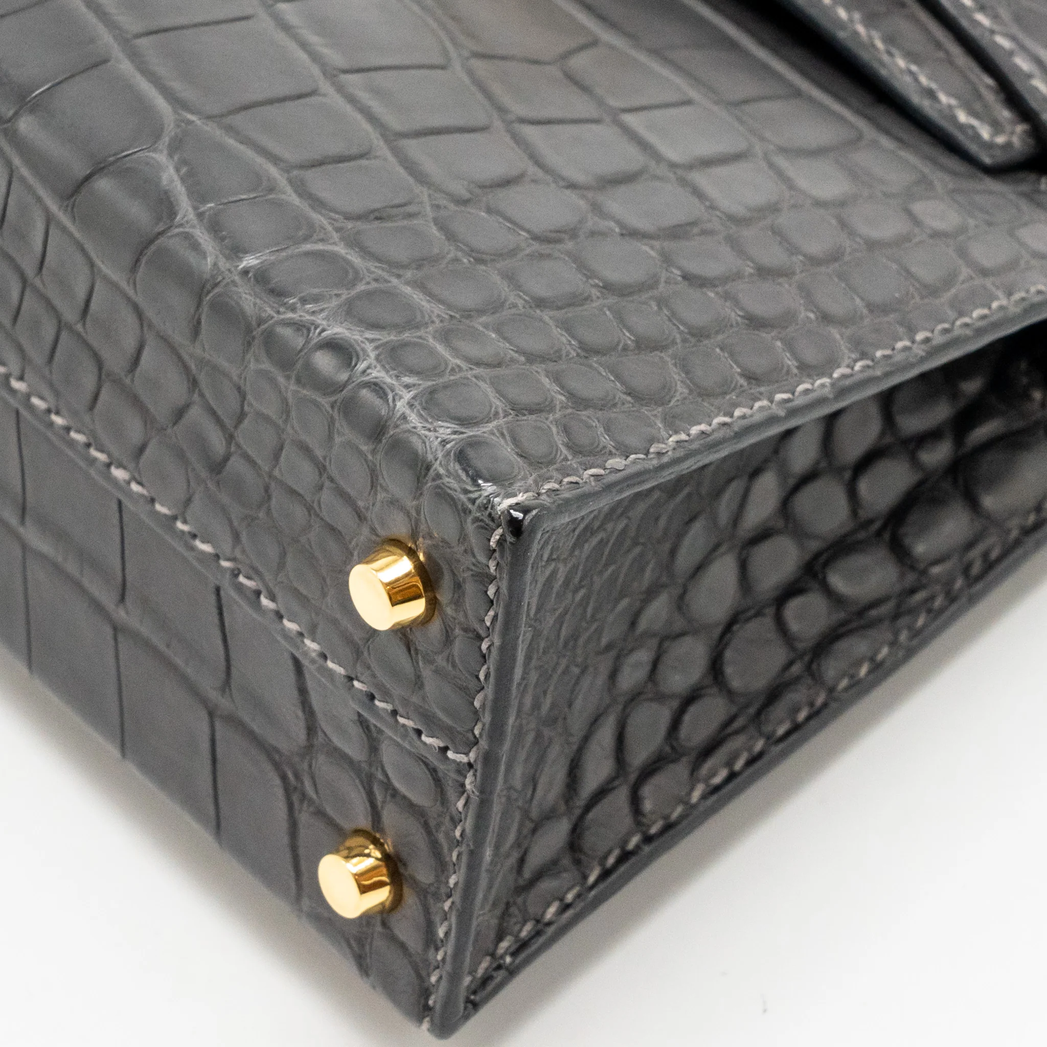 Hermes mini kelly II alligator mississippiensis matt 88 graphite GHW Stamp D - Image 10