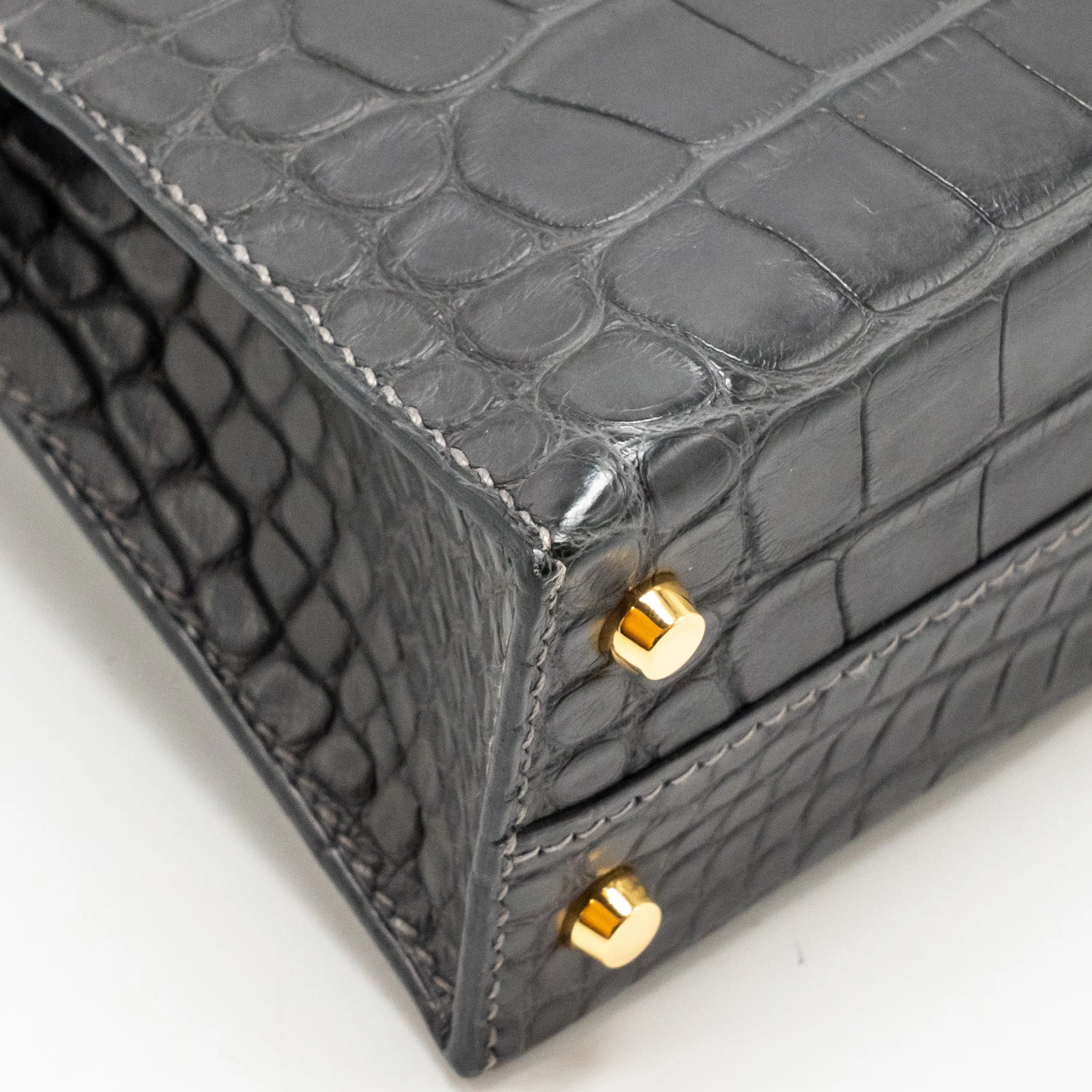 Hermes mini kelly II alligator mississippiensis matt 88 graphite GHW Stamp D - Image 11