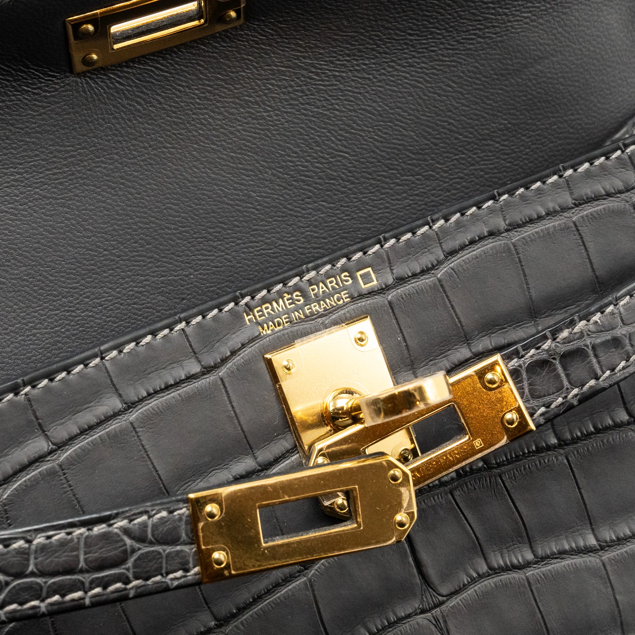 Hermes mini kelly II alligator mississippiensis matt 88 graphite GHW Stamp D - Image 15