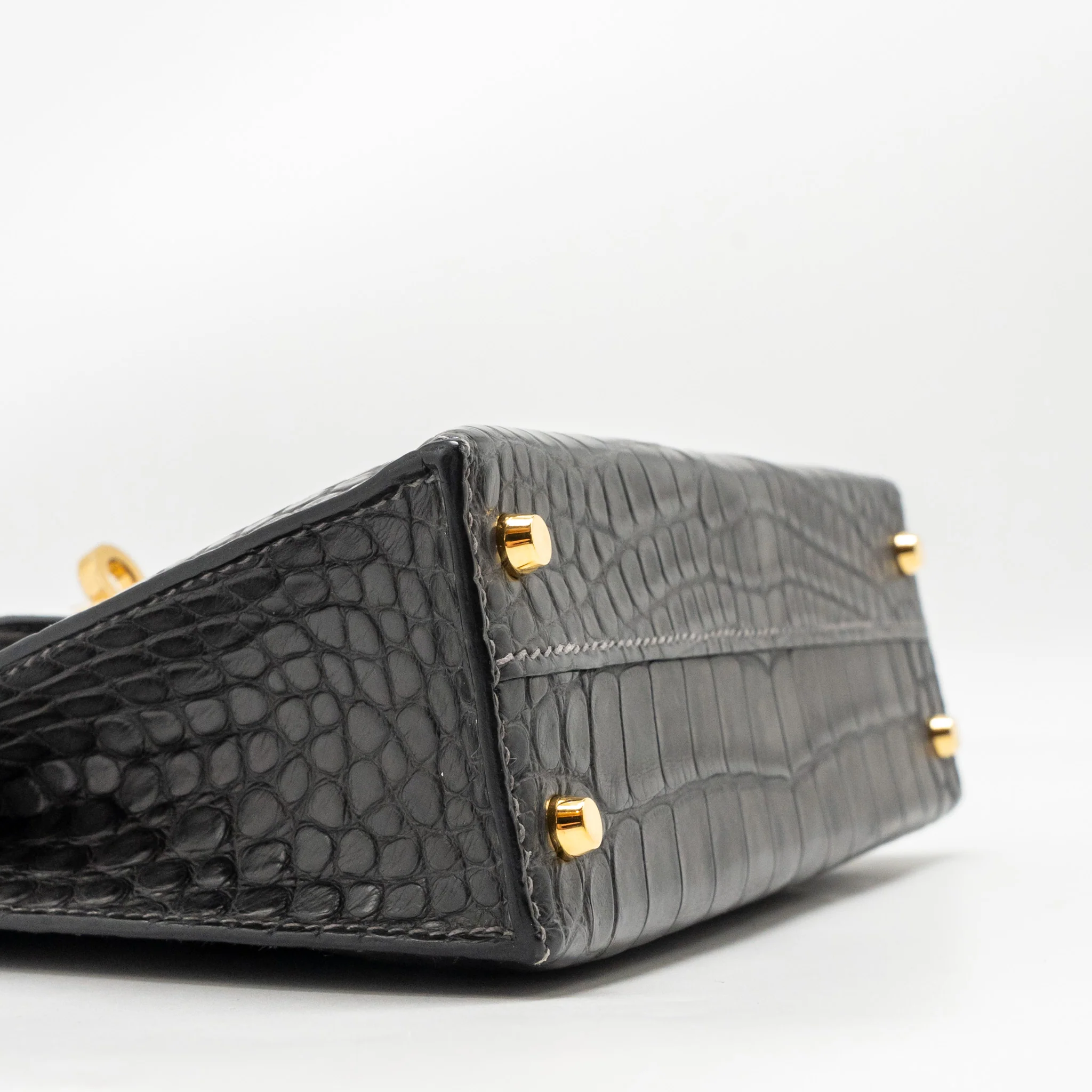 Hermes mini kelly II alligator mississippiensis matt 88 graphite GHW Stamp D - Image 7