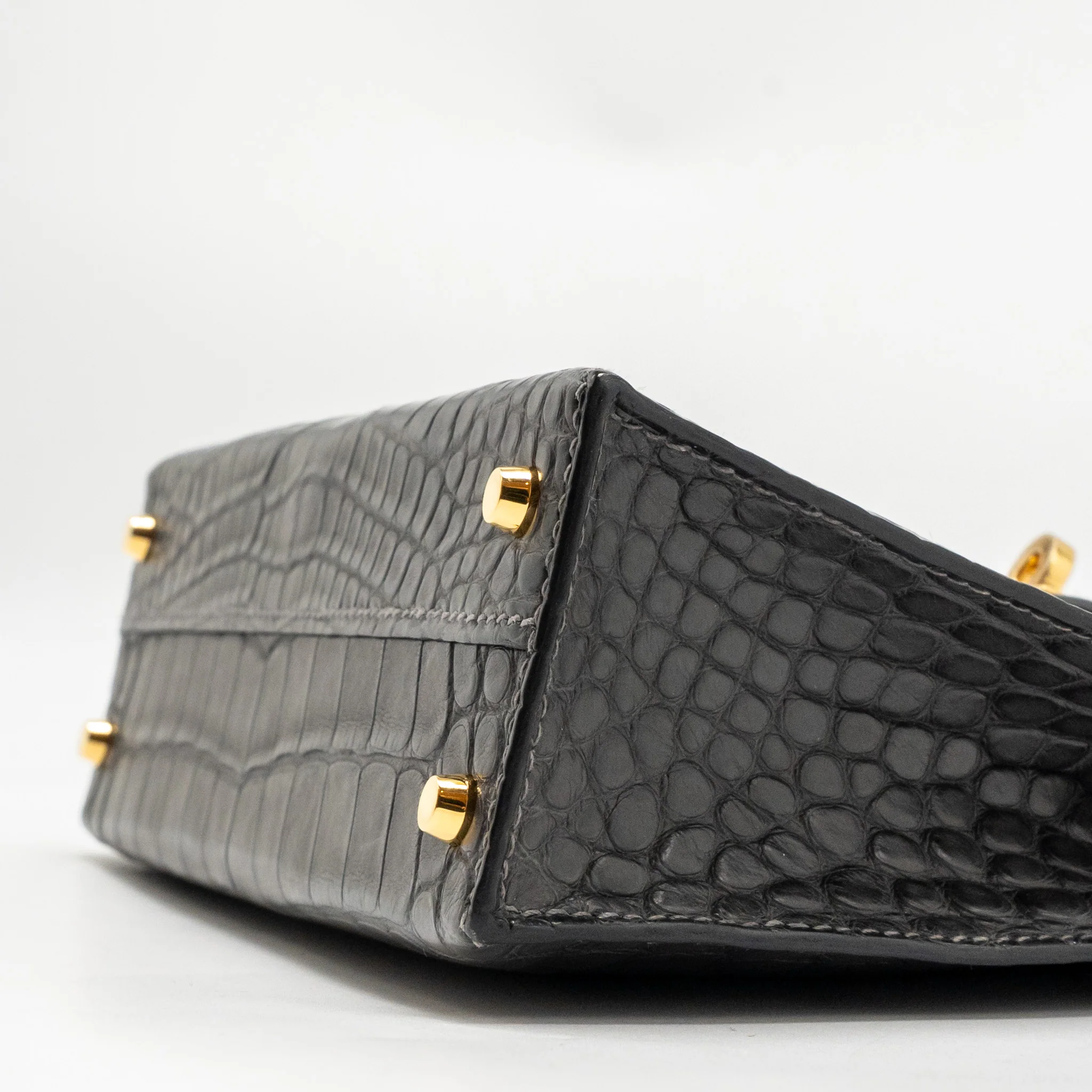 Hermes mini kelly II alligator mississippiensis matt 88 graphite GHW Stamp D - Image 8