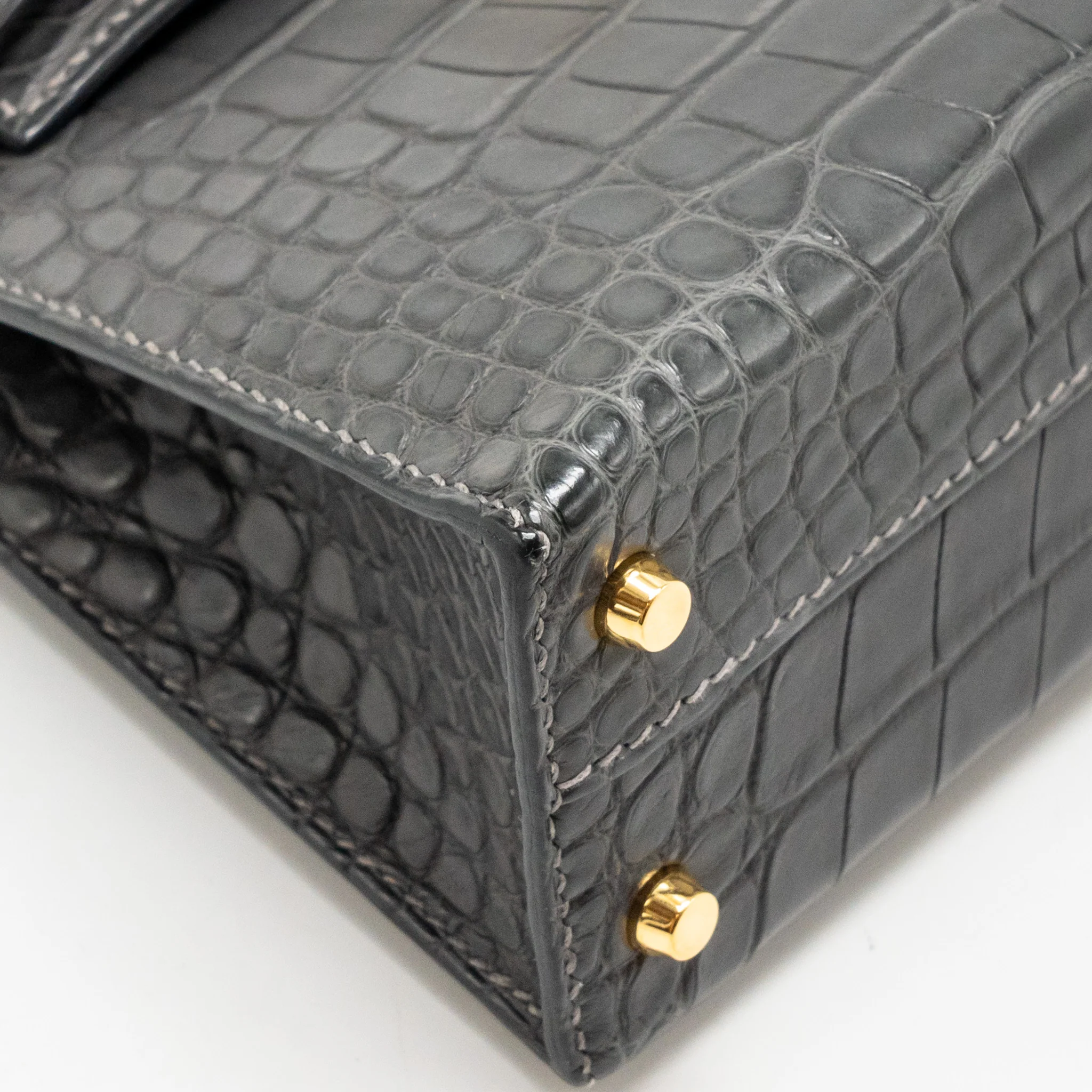 Hermes mini kelly II alligator mississippiensis matt 88 graphite GHW Stamp D - Image 9