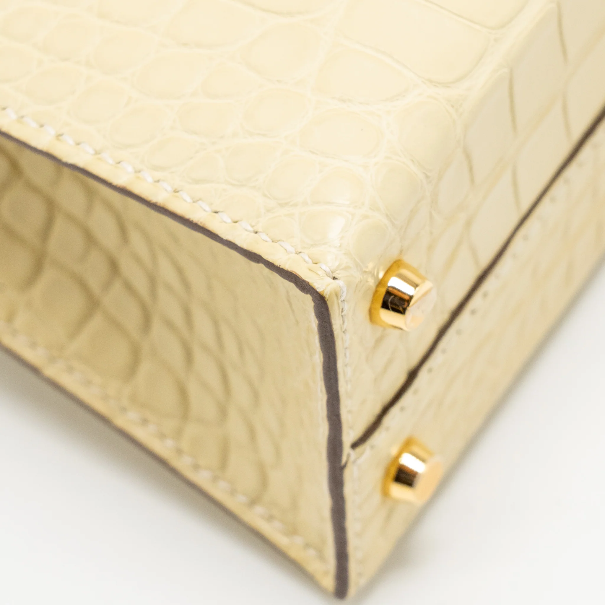 Hermes Mini Kelly II Alligator MIssissippiensis Matt Y1 Vanille GHW Stamp W - Image 11